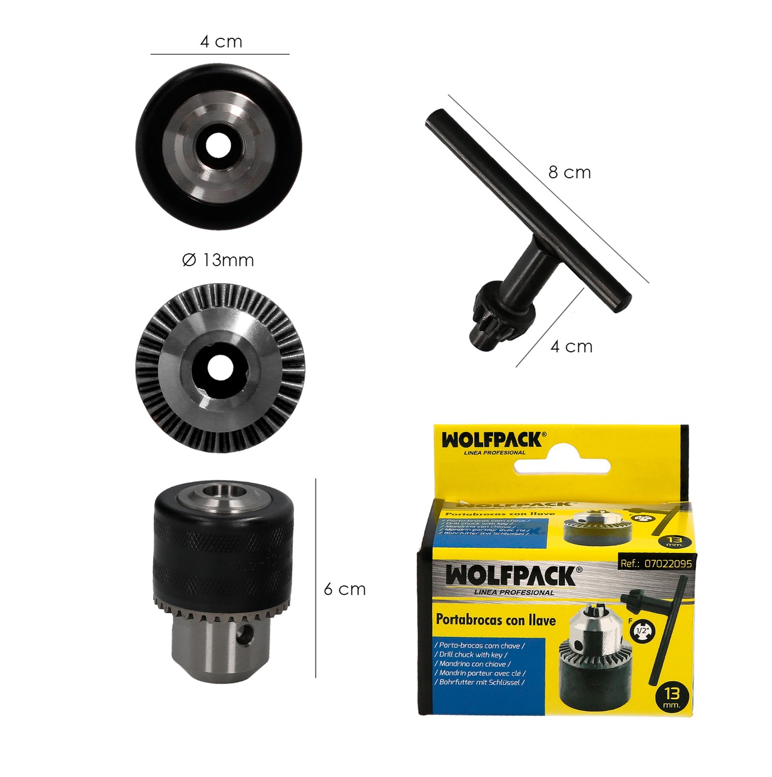 Portabrocas Con Llave 1/2" Hembra Ø 13 mm. para Taladros y Taladradoras