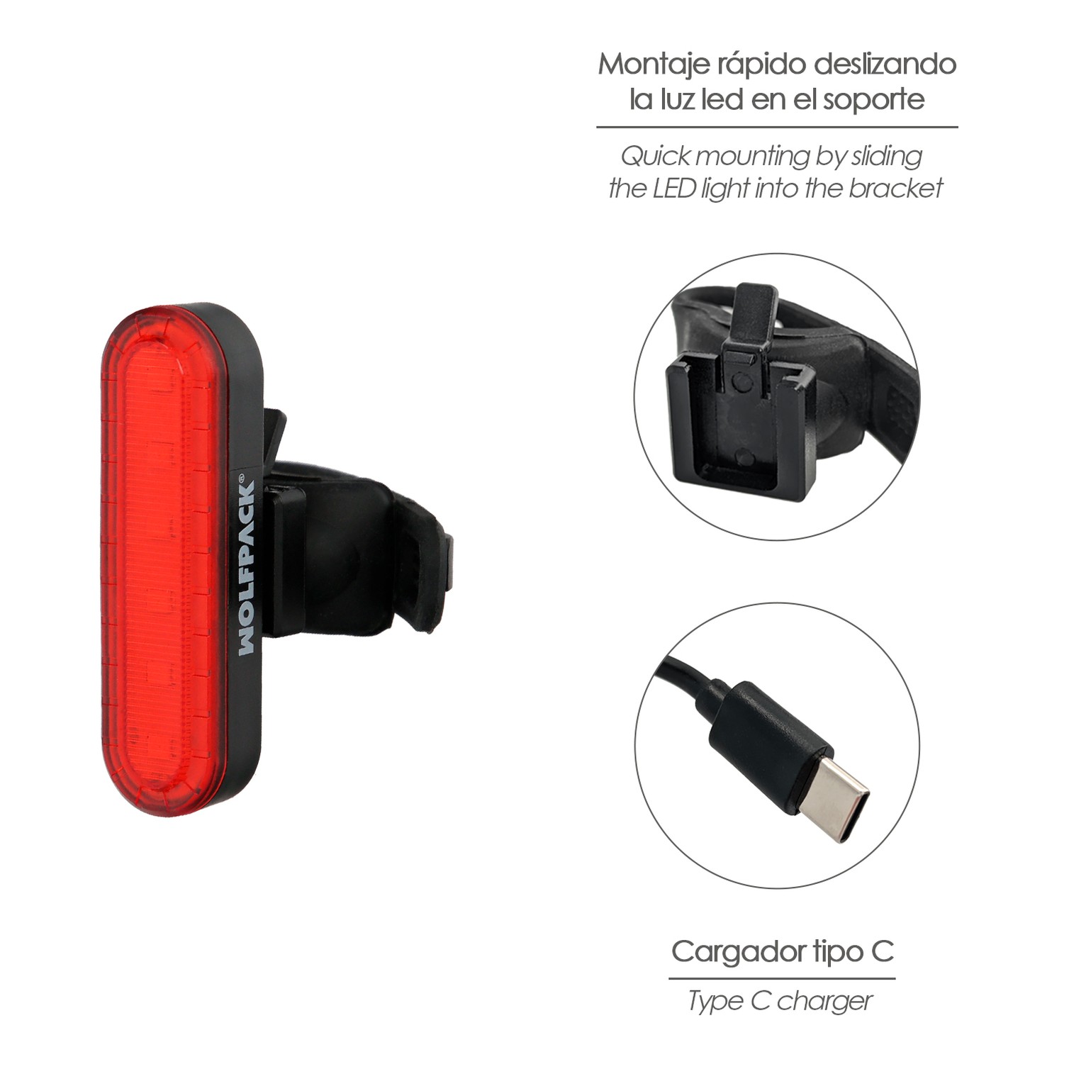 Luz Led Trasera Para Bicicleta / Patinete 100 Lumenes (4 Modos) Bateria Recargable USB