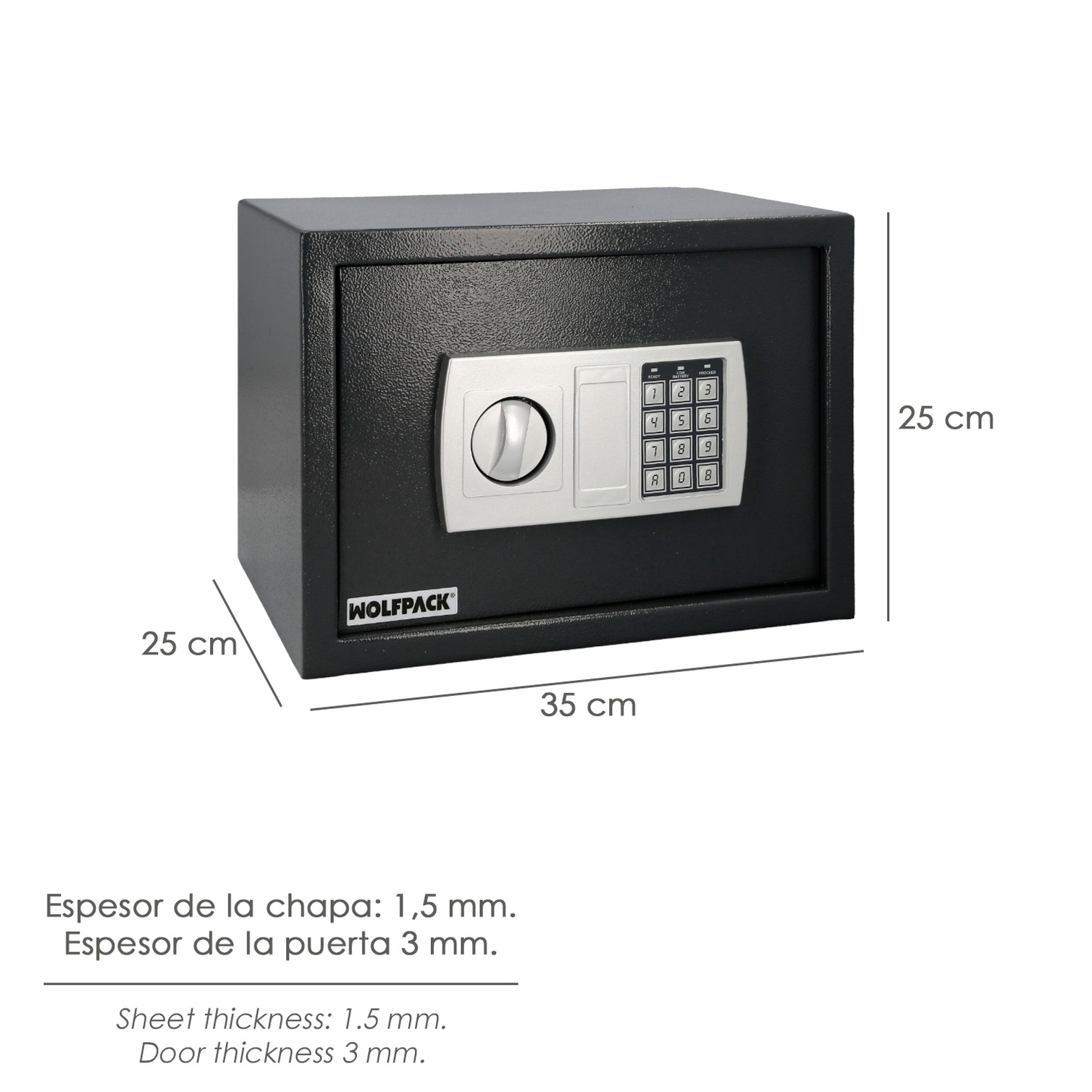 Caja Fuerte Sobreponer Electrica 35x25x25 cm.
