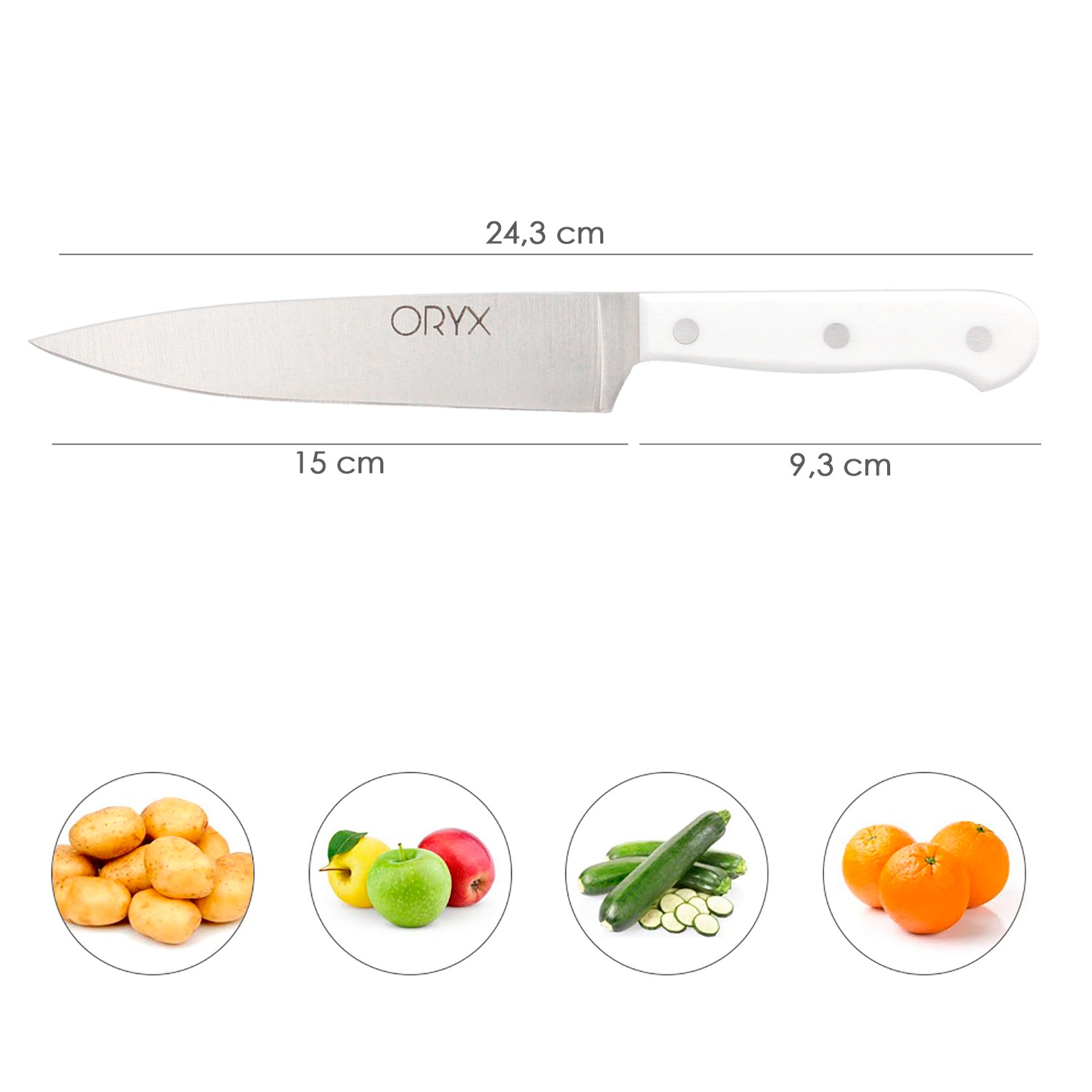 Cuchillo Husky Verduras 15 cm. Hoja Acero Inoxidable, Cuchillo Verduras, Cuchillo Cortar Verduras Mango Ergonomico Blanco