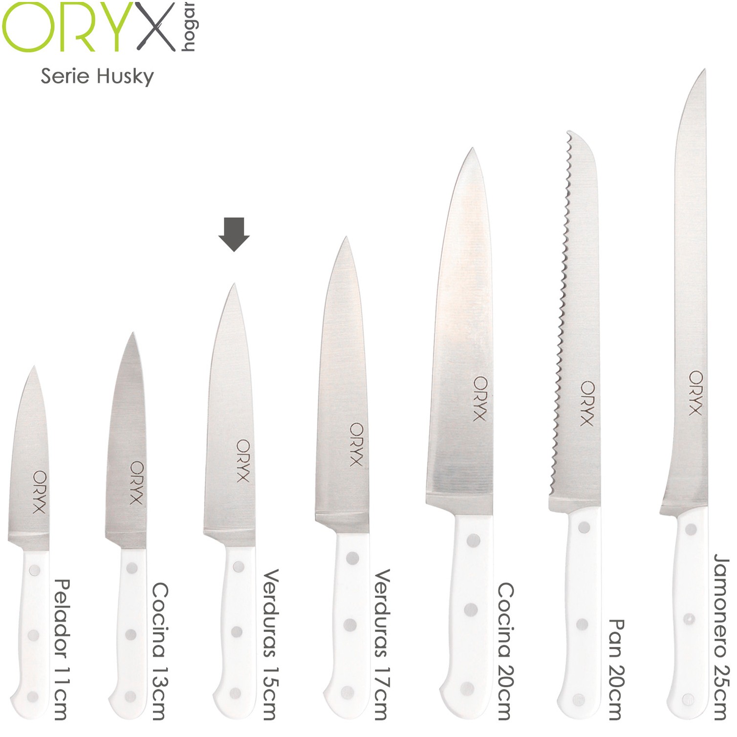 Cuchillo Husky Verduras 15 cm. Hoja Acero Inoxidable, Cuchillo Verduras, Cuchillo Cortar Verduras Mango Ergonomico Blanco