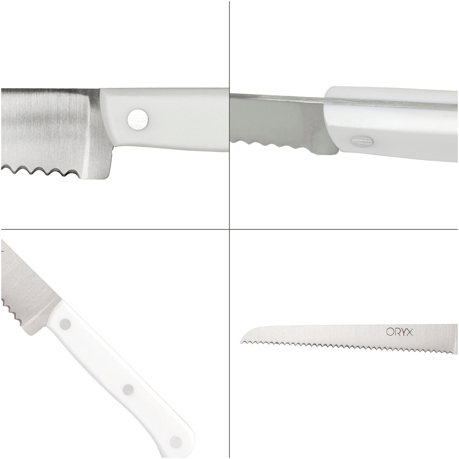 Cuchillo Husky Panero 21 cm. Hoja Acero Inoxidable, Cuchillo Pan , Cuchillo Cortar Pan Mango Ergonomico Blanco