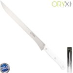 Cuchillo Husky Jamonero 25 cm. Hoja Acero Inoxidable, Cuchillo Jamon, Cuchillo Cortar Jamon Mango Ergonomico Blanco