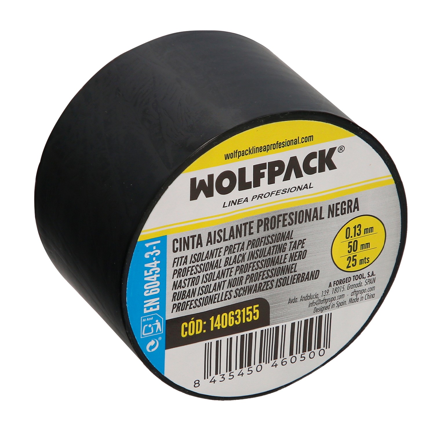 Cinta Aislante Profesional Negra Espesor 0.13 mm. Ancho 50 mm. Rollo 25 Metros Cinta Electricista, Cinta Aislante Cables