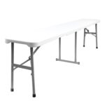 Banco Plegable Multifuncional, Portatil, Resistente,Multiusos 183x28x44 cm. Color Blanco