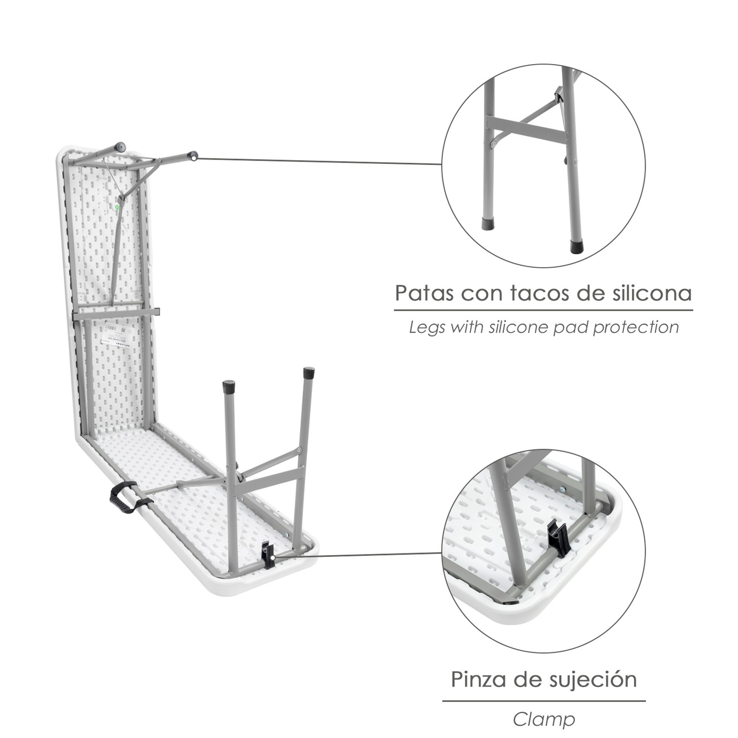 Banco Plegable Multifuncional, Portatil, Resistente,Multiusos 183x28x44 cm. Color Blanco