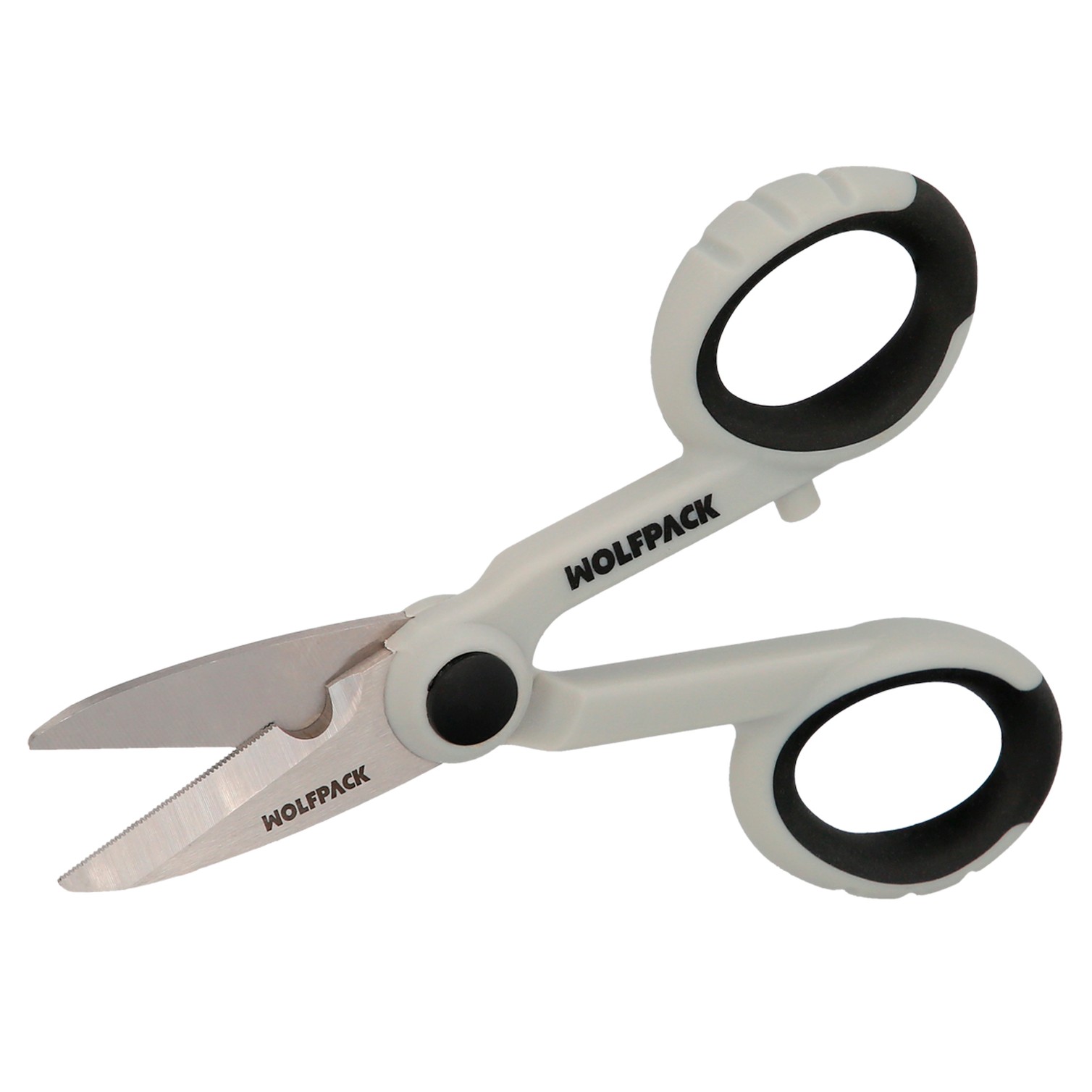 Tijeras Electricista 140 mm. Mango TPR No tension. Hojas Acero Inoxidable, Ergonomicas, Tijeras Cortar Cable, Pelacables