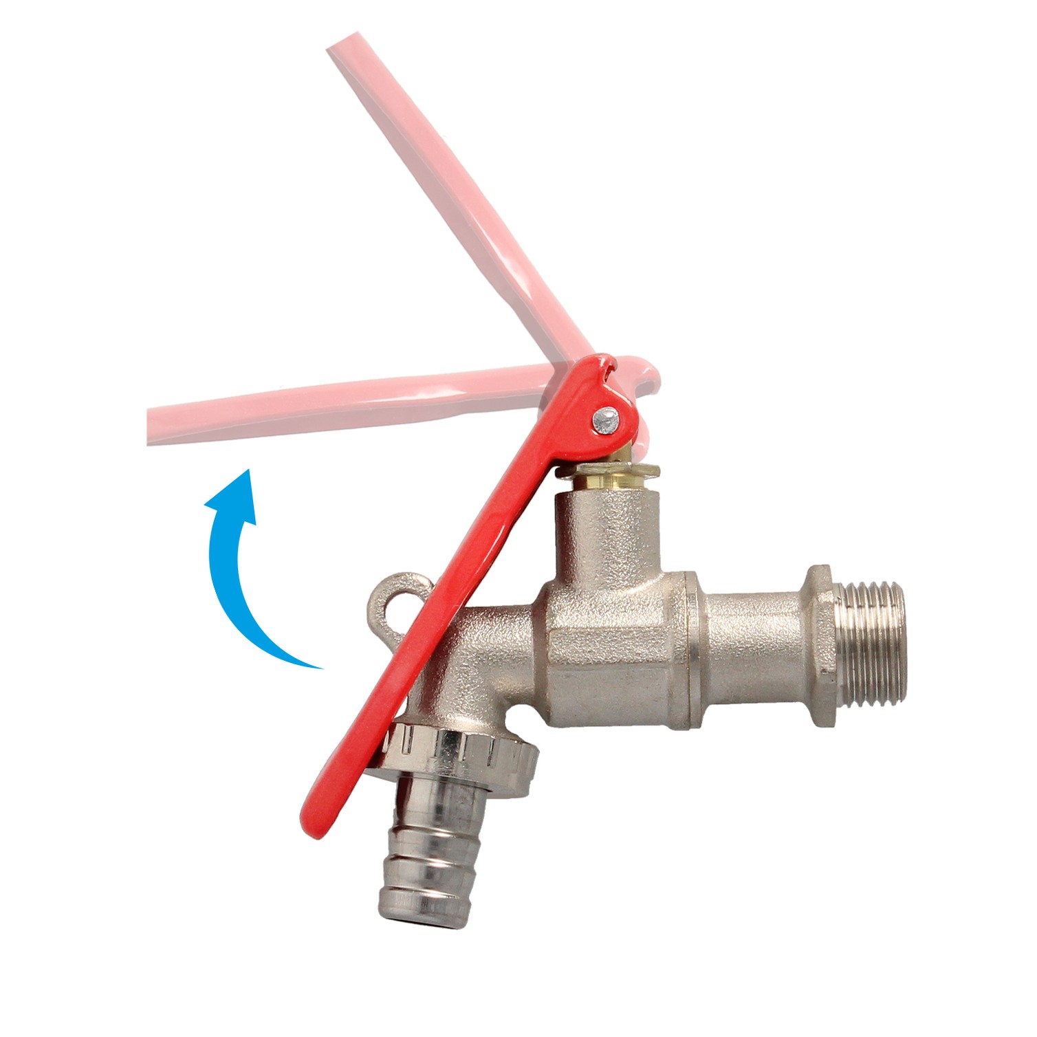 Grifo Esfera 1/2" Con Sistema De Bloqueo Por Candado Grifo Jardin Exterior, Grifo Con Bloqueo y Conector Manguera