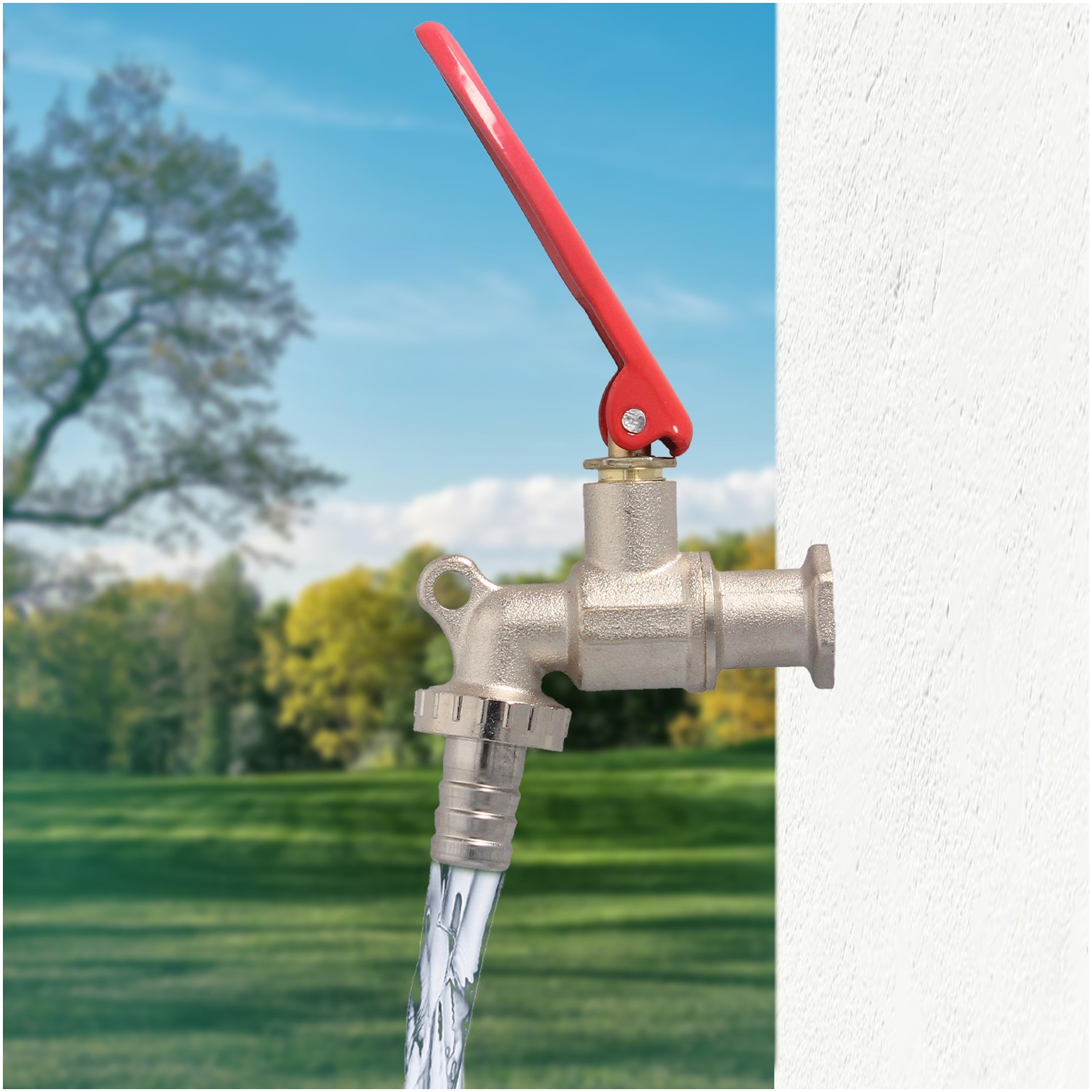 Grifo Esfera 1/2" Con Sistema De Bloqueo Por Candado Grifo Jardin Exterior, Grifo Con Bloqueo y Conector Manguera