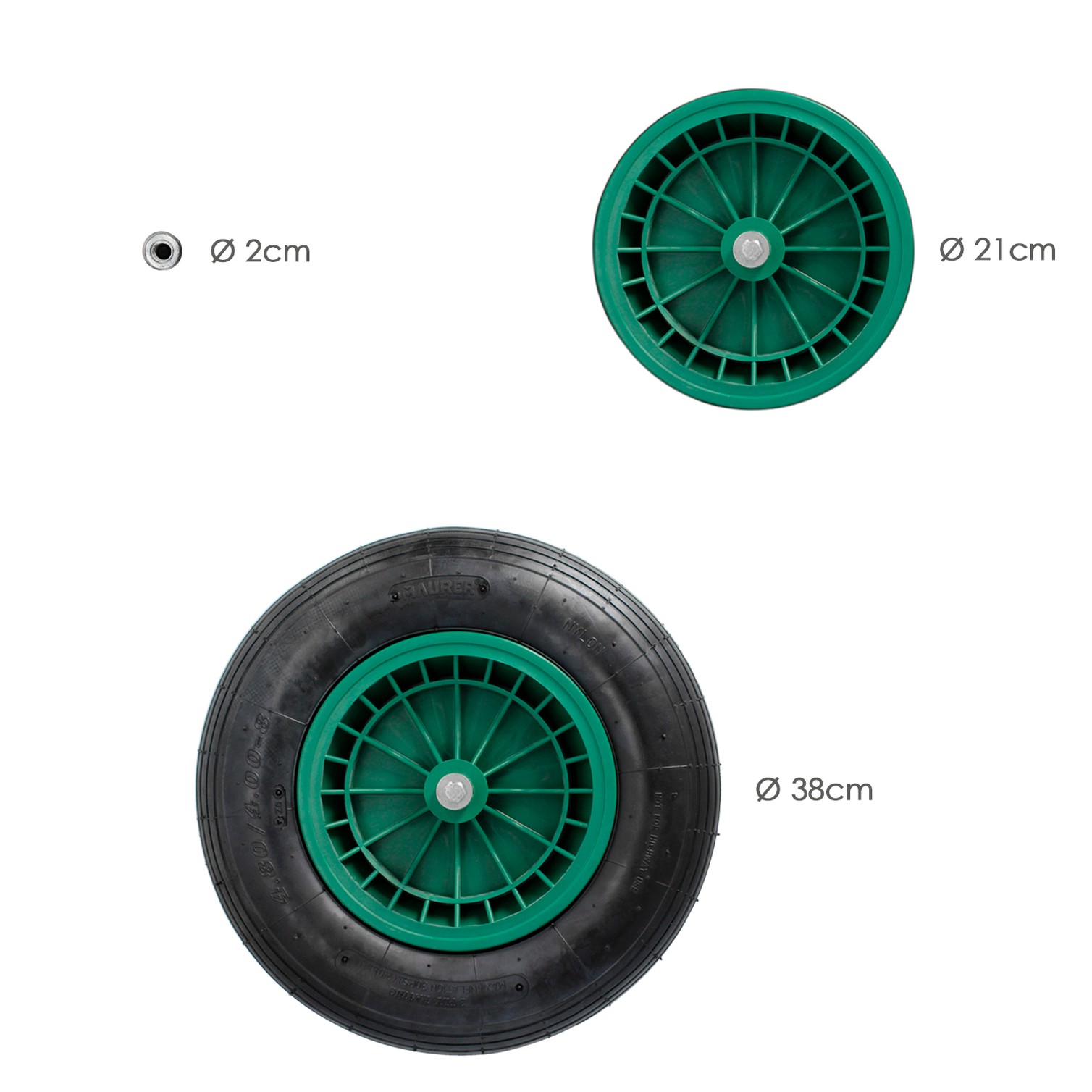 Rueda Carretilla Neumatica Para Carretilla Obra / Jardin Llanta Plastico Eje Ø 20 mm. Rueda Carretilla Jardin, Carro Invernadero
