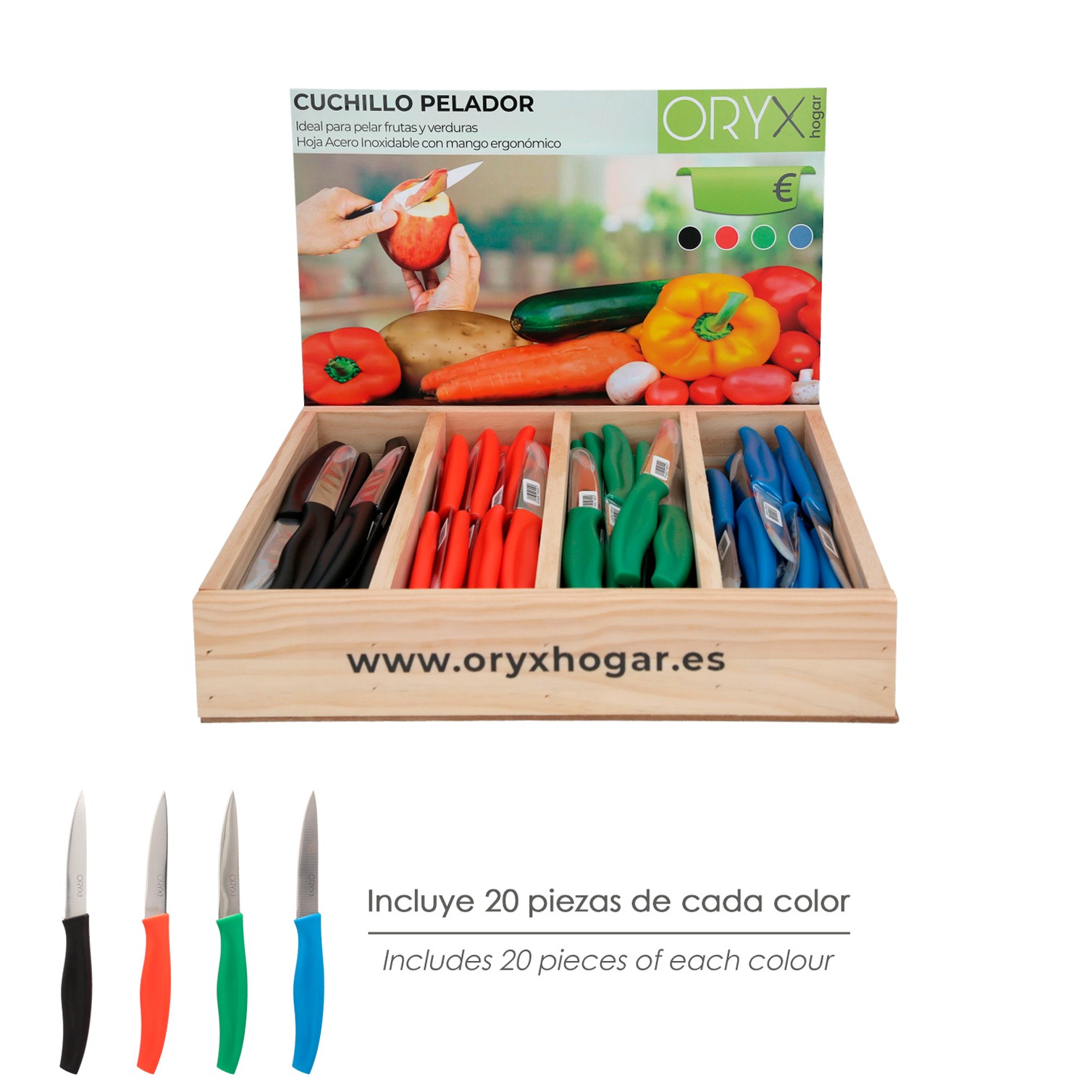 Expositor Cuchillos Mondador 9cm (80 piezas)