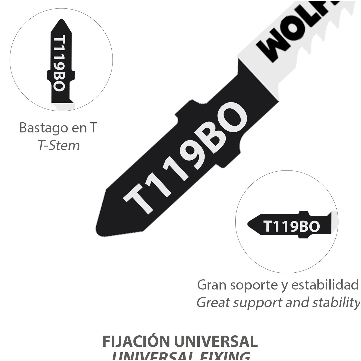 Hojas Sierra Calar Para Madera Corte Fino 5 Piezas. Hoja Cromo Vanadio 58. Vastago T Universal