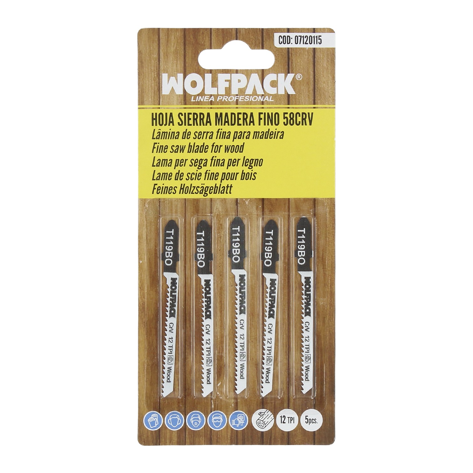 Hojas Sierra Calar Para Madera Corte Fino 5 Piezas. Hoja Cromo Vanadio 58. Vastago T Universal