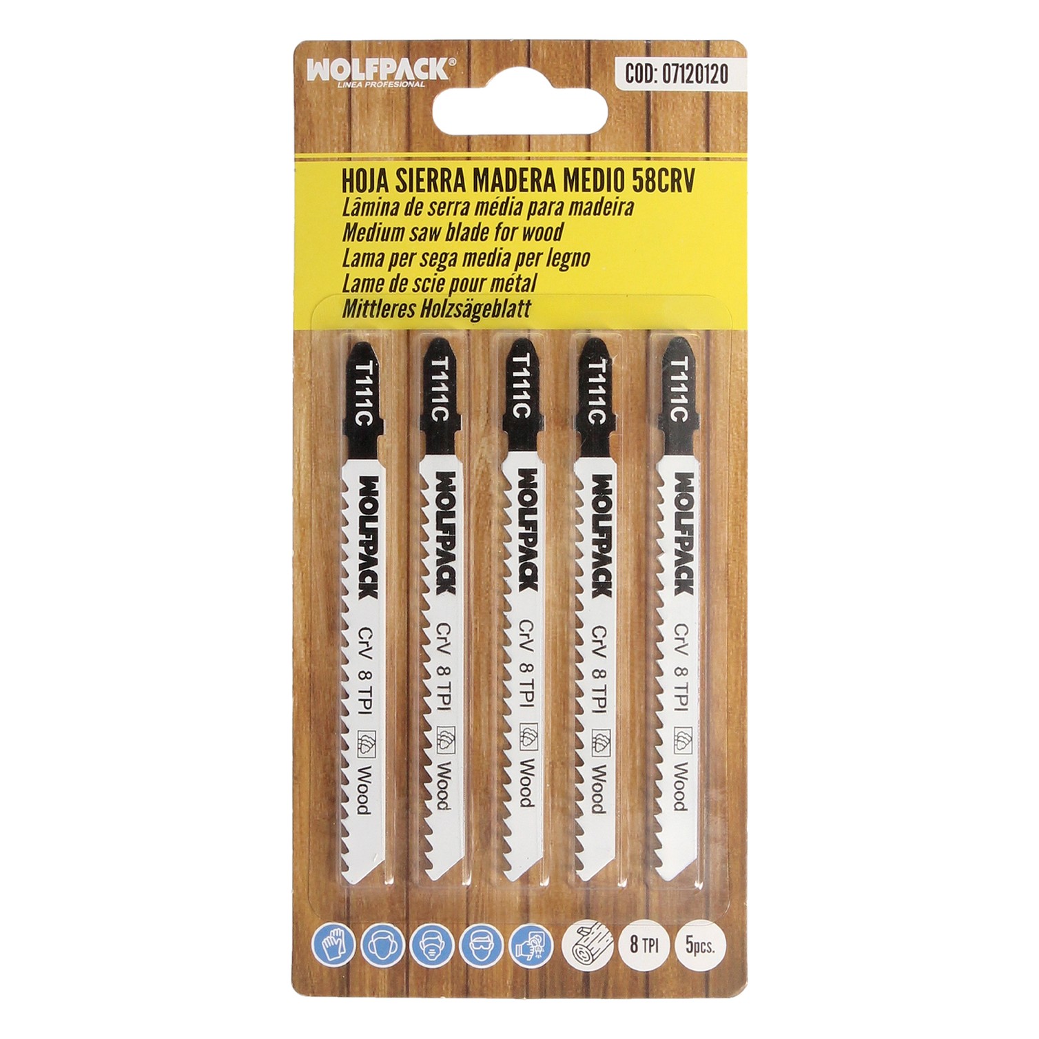 Hojas Sierra Calar Para Madera Corte Medio 5 Piezas. Hoja Cromo Vanadio 58. Vastago T Universal