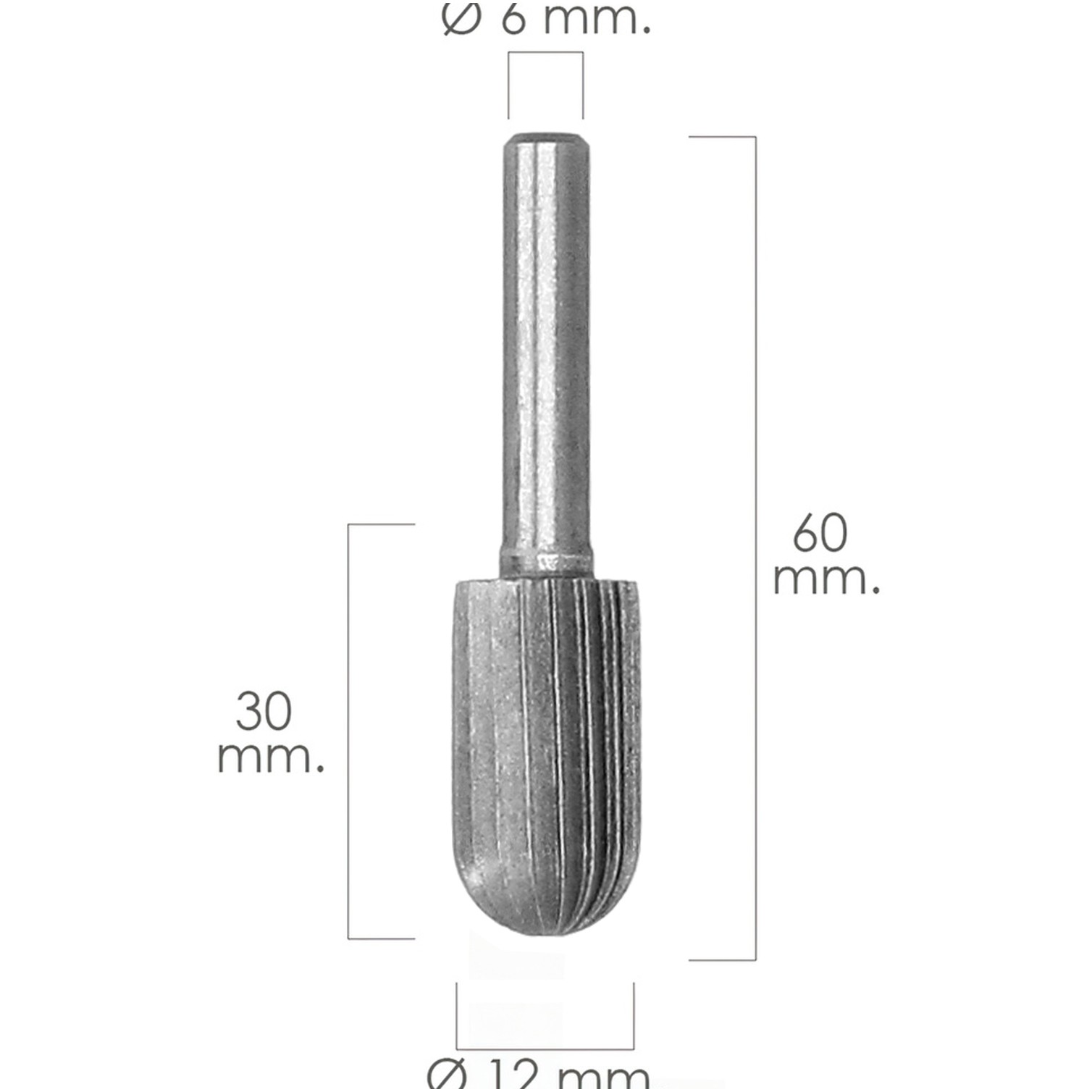 Fresa Rotativa Para Metal Cilíndrica Curva Ø 12 mm. Para Taladro / Fresadora