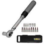 Llave Dinamometrica 1/4" Con 9 Puntas Hexagonales y 5 Vasos. Llave De Torque Camiones, Coches, Motos, Micro Ajustes, Acero CRV