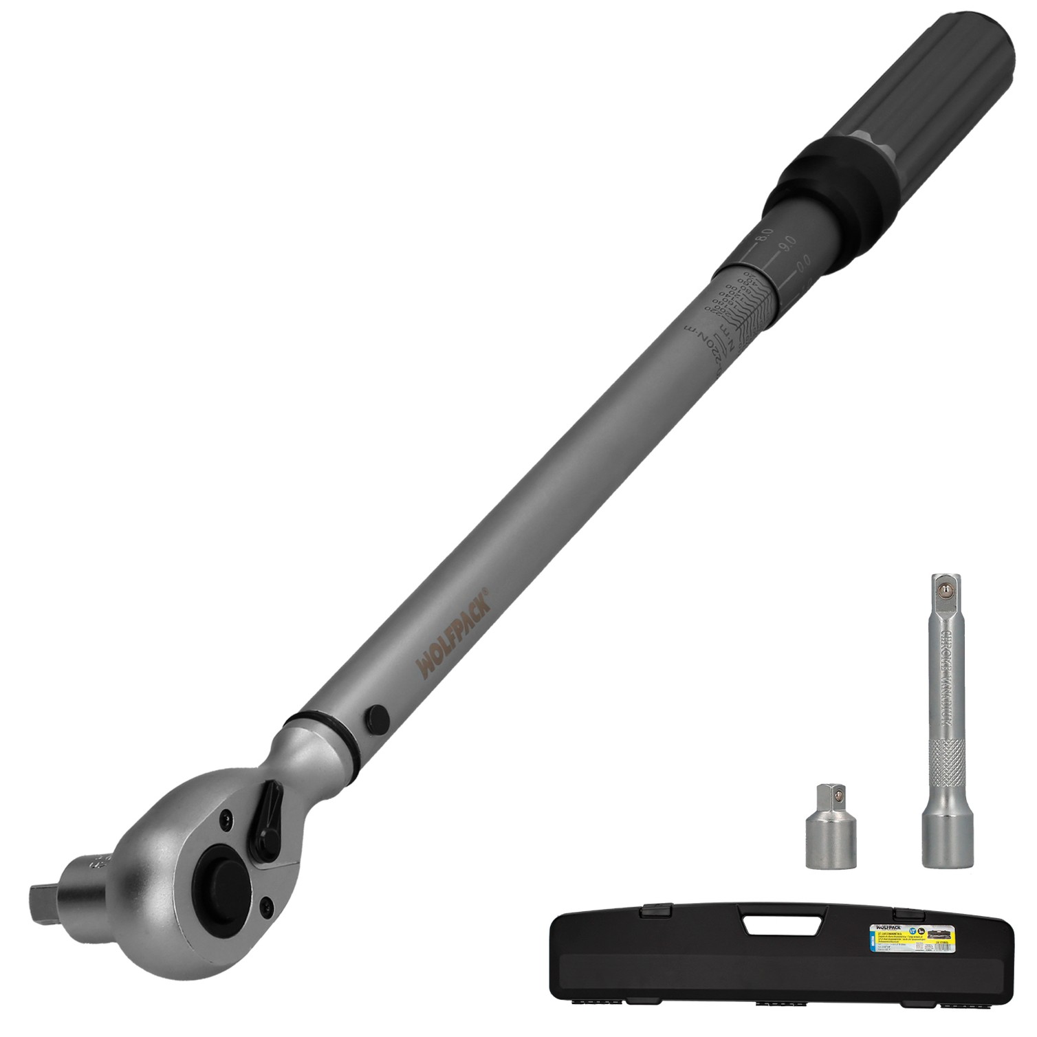 Llave Dinamometrica 1/2" Con Alargadera y Reductor De 3/8" Llave De Torque Camiones, Coches, Motos, Micro Ajustes, Acero CRV