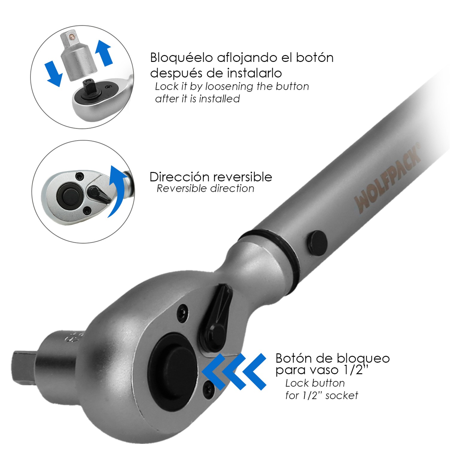 Llave Dinamometrica 1/2" Con Alargadera y Reductor De 3/8" Llave De Torque Camiones, Coches, Motos, Micro Ajustes, Acero CRV