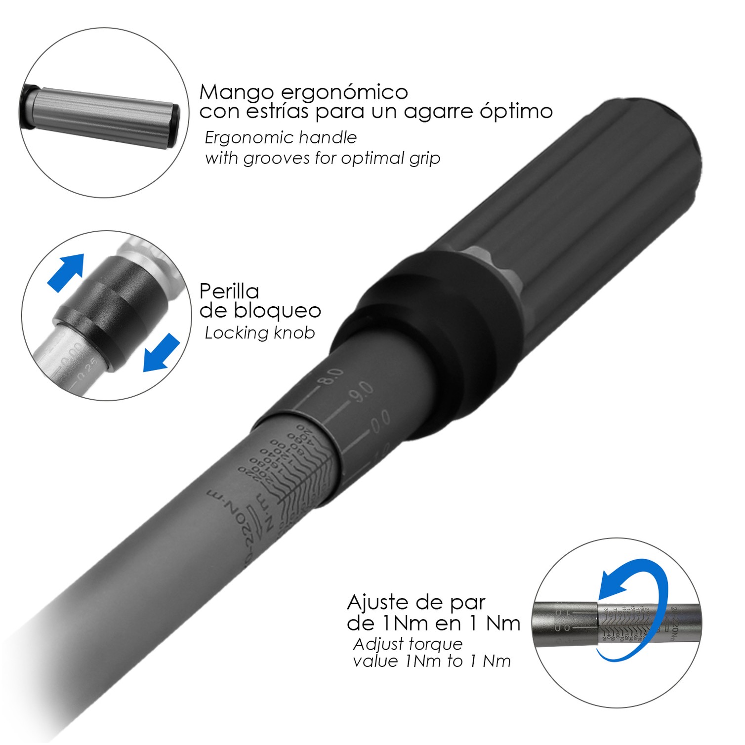 Llave Dinamometrica 1/2" Con Alargadera y Reductor De 3/8" Llave De Torque Camiones, Coches, Motos, Micro Ajustes, Acero CRV