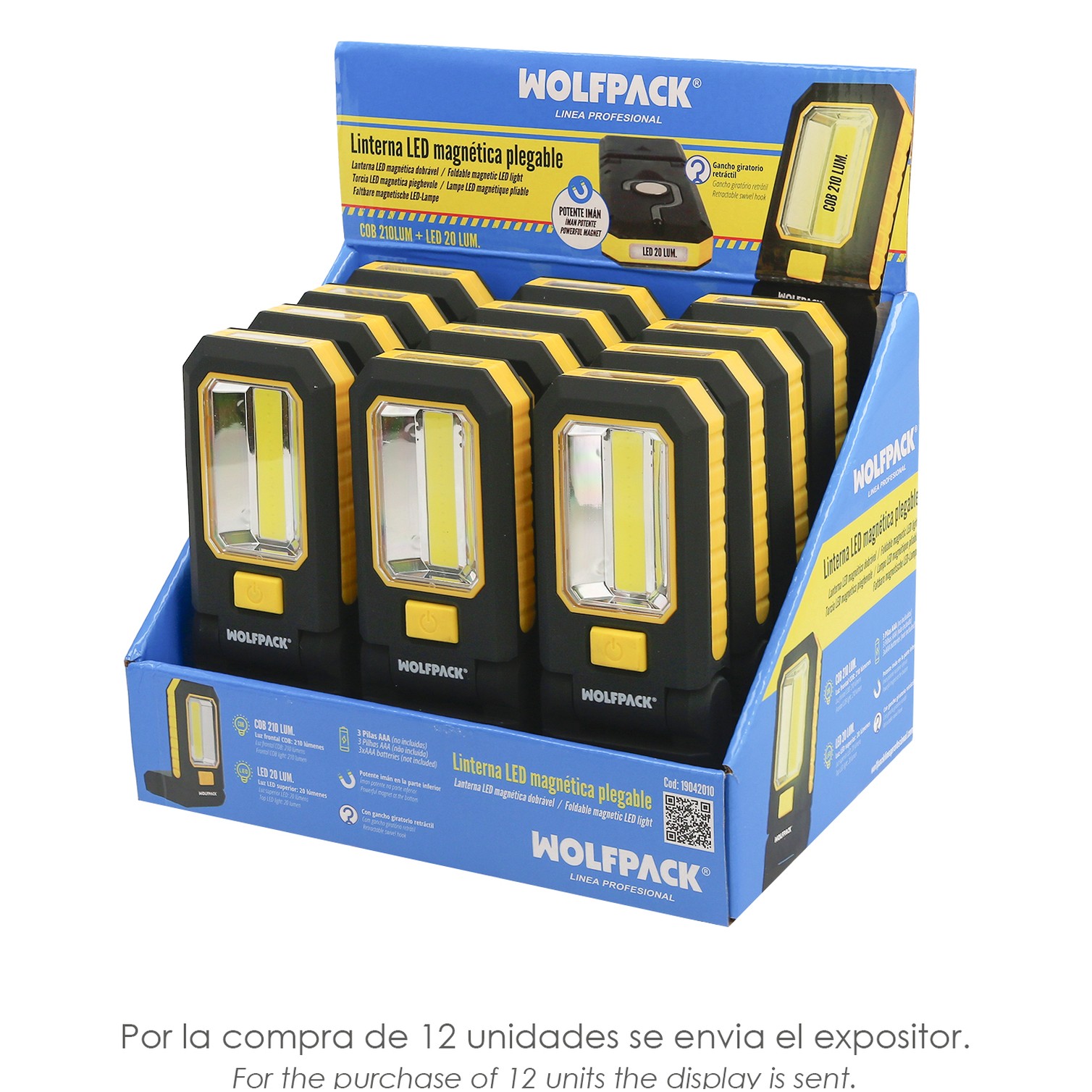 Linterna LED Profesional Multifunción Compacta Plegable A Pilas (3 AAA) 210 Lumenes 2 Modos de Iluminación Con Iman y Gancho