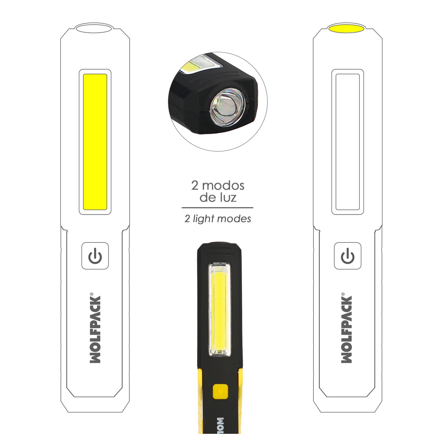 Linterna LED Multifunción Tipo Boligrafo Recargable (900 mAh) 200 Lumenes Con Iman, Gancho y Soporte Ajustable.