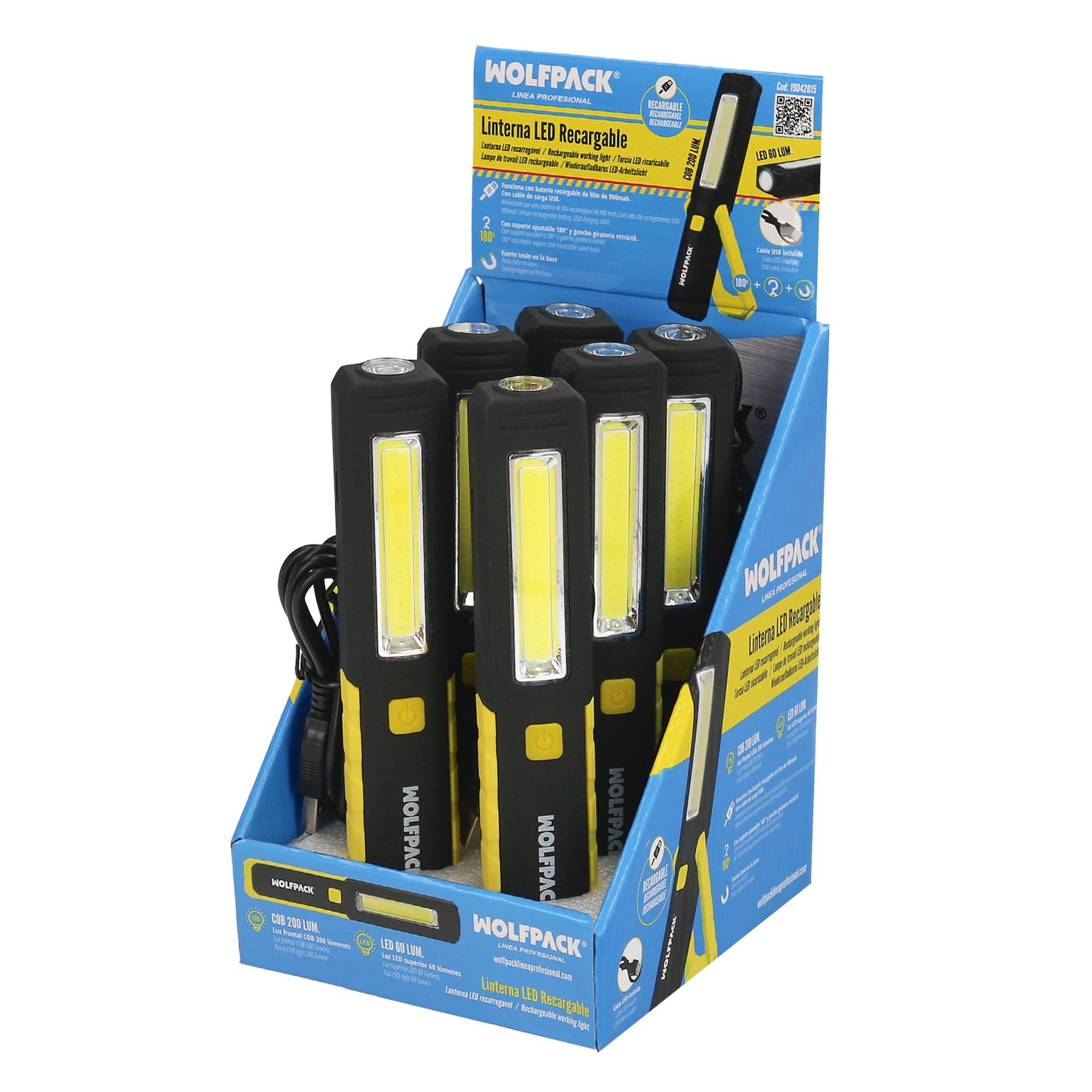 Linterna LED Multifunción Tipo Boligrafo Recargable (900 mAh) 200 Lumenes Con Iman, Gancho y Soporte Ajustable.