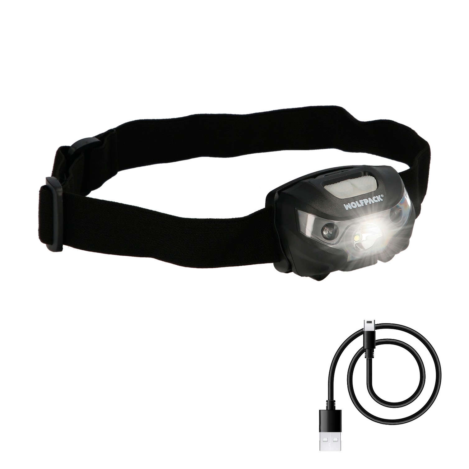 Linterna Led Frontal Cabeza Litio Usb Recargable. 3 modos de luz. 120 LUM. Sensor de encendido y apagado.