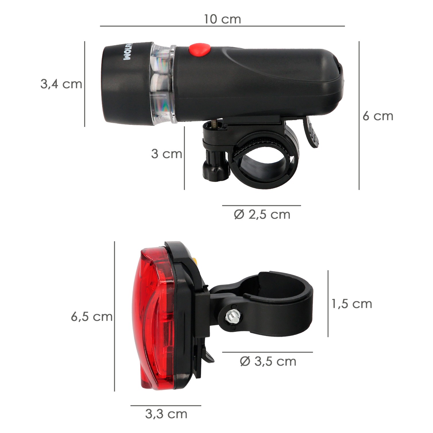 Kit Luces Led Delantera y Trasera Para Bicicleta / Patinete. Funcionamiento a Pilas.