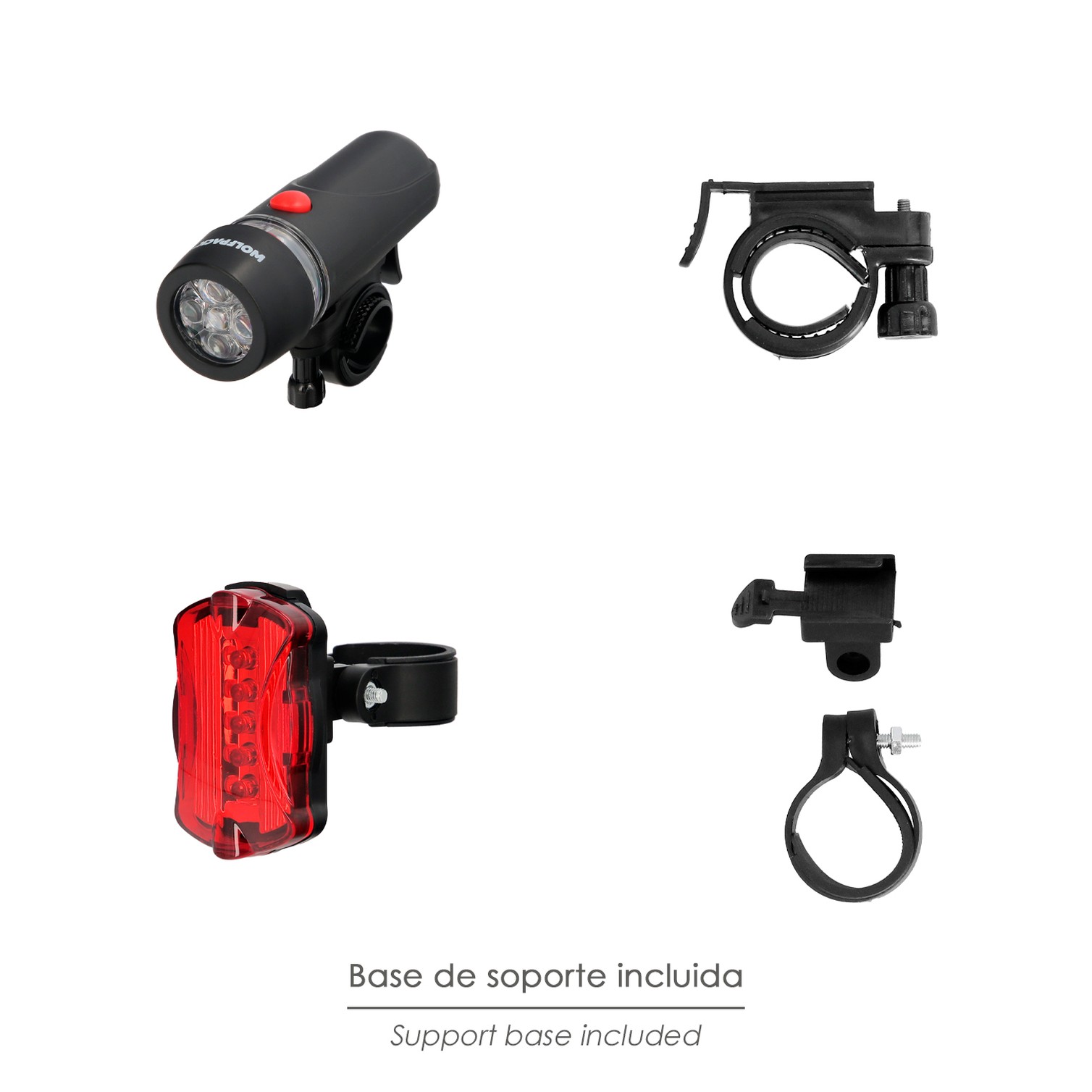 Kit Luces Led Delantera y Trasera Para Bicicleta / Patinete. Funcionamiento a Pilas.