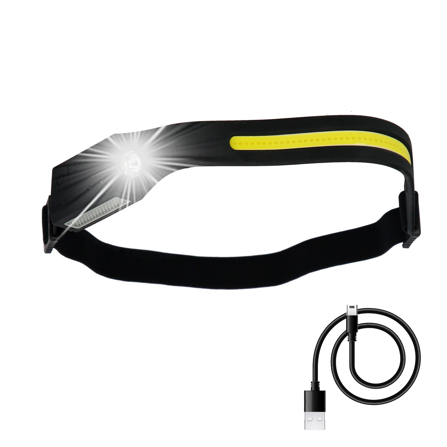 Linterna Led Frontal Cabeza Ajustable 350 Lumenes 4 Modos, Cinta Ajustable, Bateria Recargable Con Sensor Movimiento