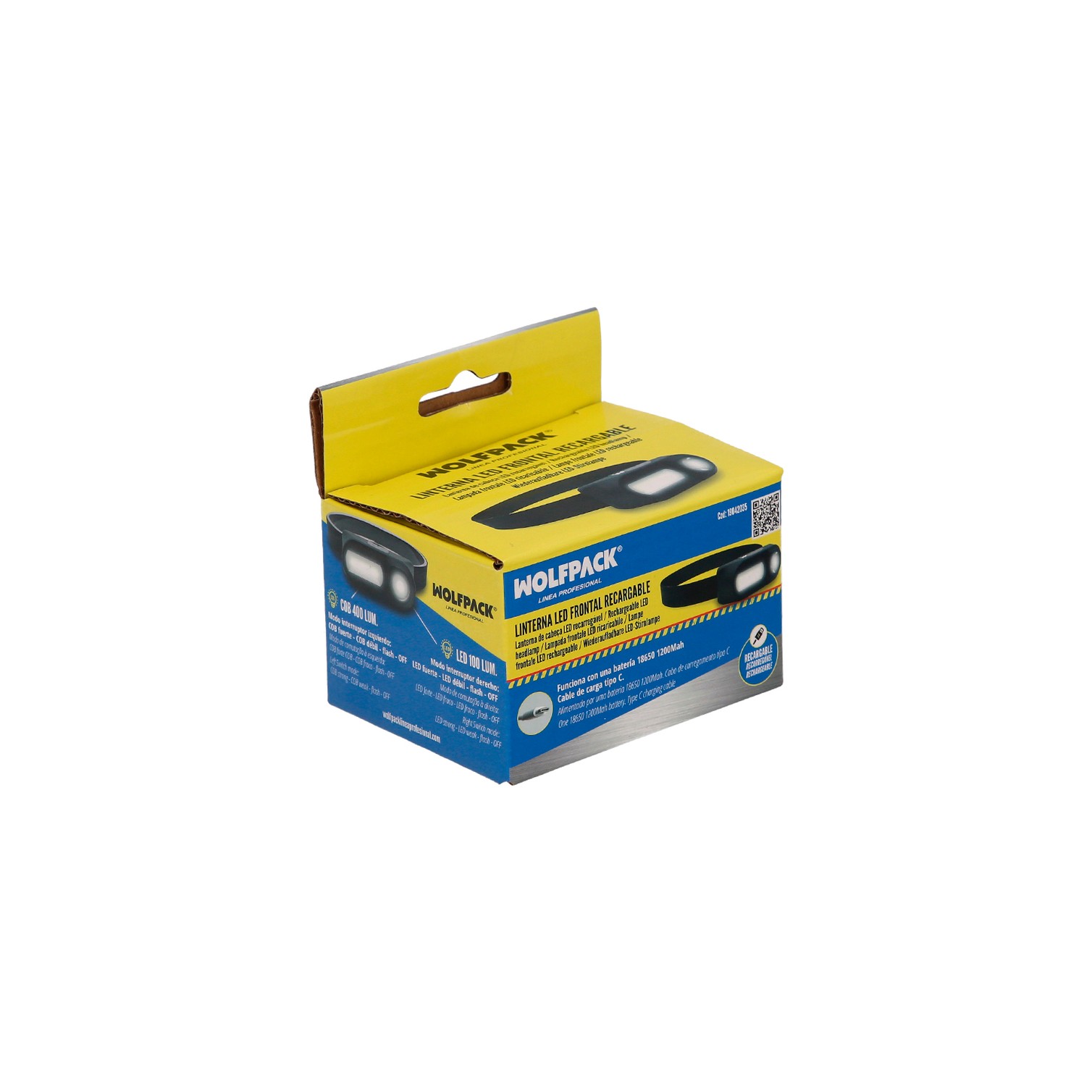 Linterna Led Frontal Cabeza Ajustable 350 Lumenes 4 Modos, Cinta Ajustable, 3 modos de luz. Fuerte, media y flash. 1200Mah