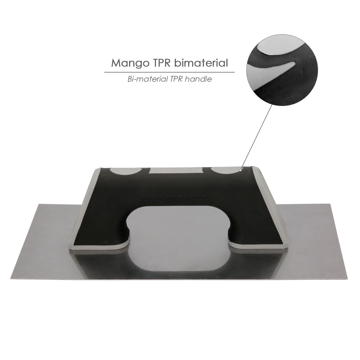Llana Profesional Acero Mango TPR Acabado Liso 300x150 mm.