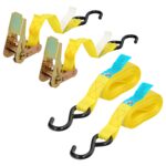 Cinta De Amarre Con Ratchet 4,5 metros x 25 mm. Trinquete Metalico Automatico, Cincha, Eslinga Mercancia, Correa Sujeción (2uds)