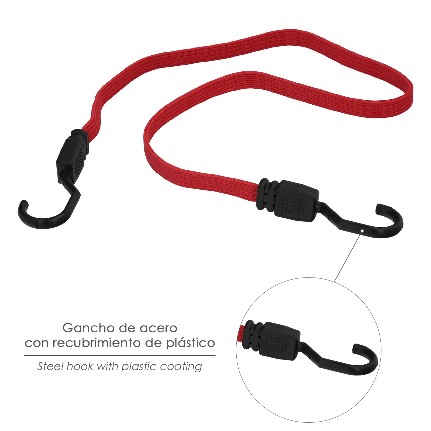 Pulpo De Goma Plano Reforzado 1,5 metro (2 unidades) 100% Latex, Capacidad Amarre 200 Newtons Gomas Elasticas, Cuerda Elastica,