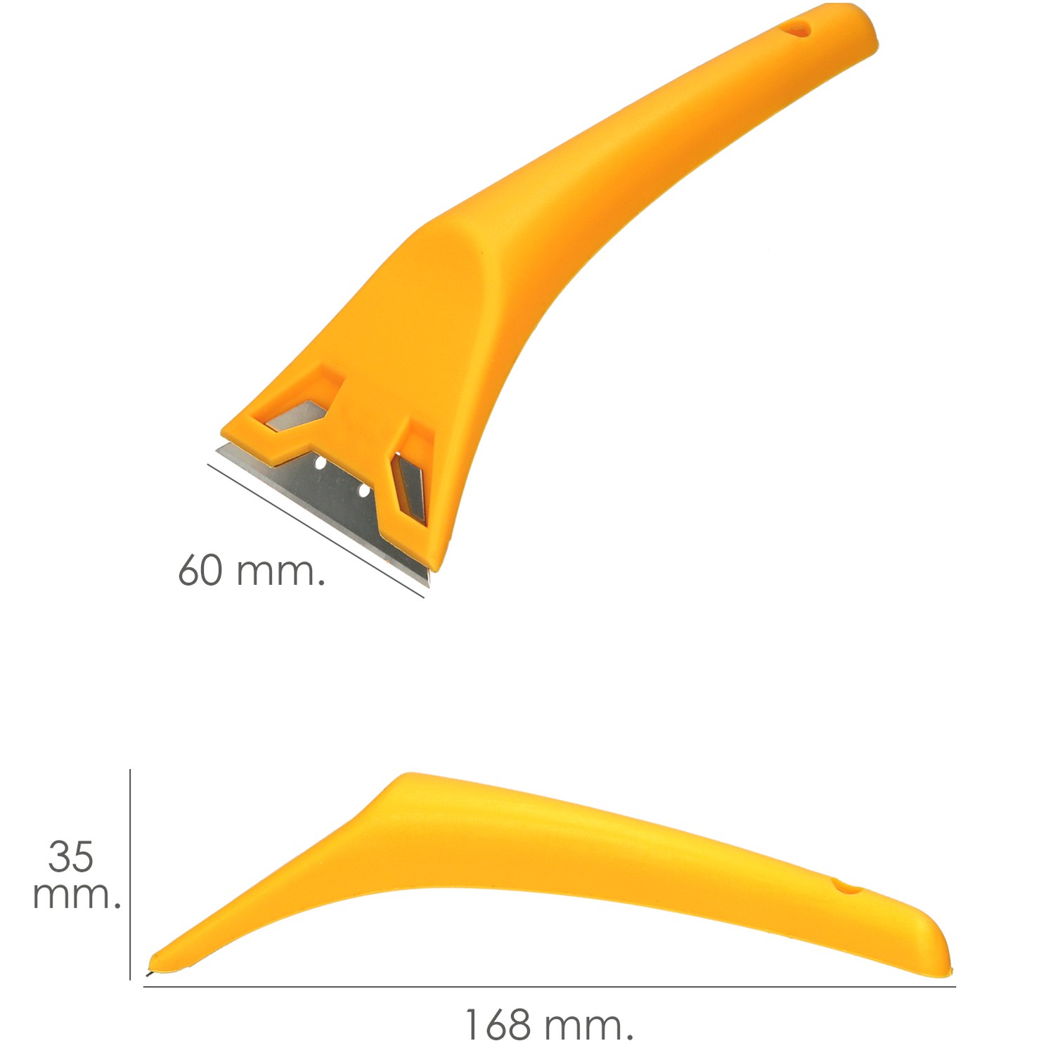 Rascavidrios Plastico Amarillo Hoja 60 mm. Rasqueta Vitroceramica, Rascador Vidrio, Rascador Vitroceramica,