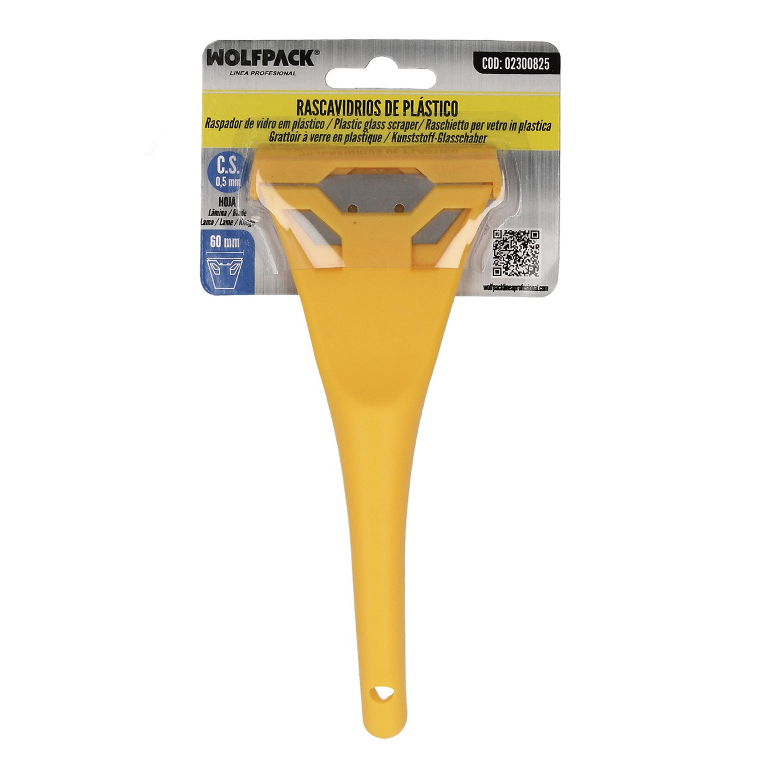 Rascavidrios Plastico Amarillo Hoja 60 mm. Rasqueta Vitroceramica, Rascador Vidrio, Rascador Vitroceramica,