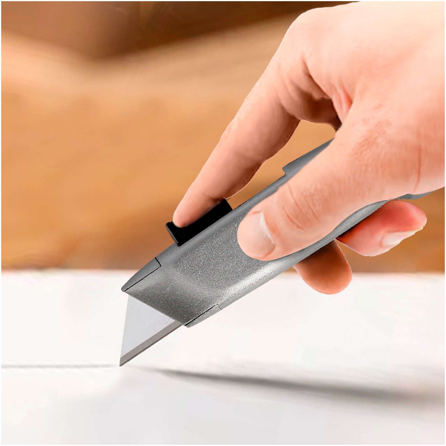 Cutter Autoretractil Con Hoja Acero Sk5 Carcasa De Aluminio Diseño Ergonomico, Cuchillo Seguridad, Cutters Seguridad,