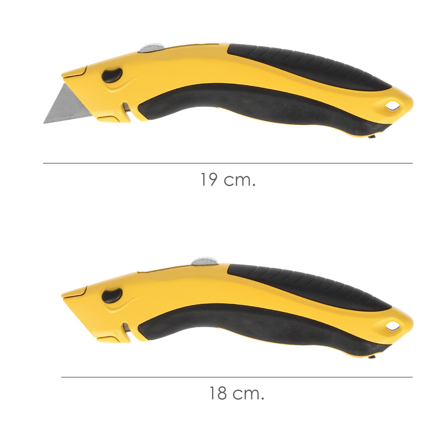 Cutter Con Hoja Retractil De 20 mm. Cambio Hoja Rápido Carcasa De Aluminio Agarre Engomado. Uso Profesional