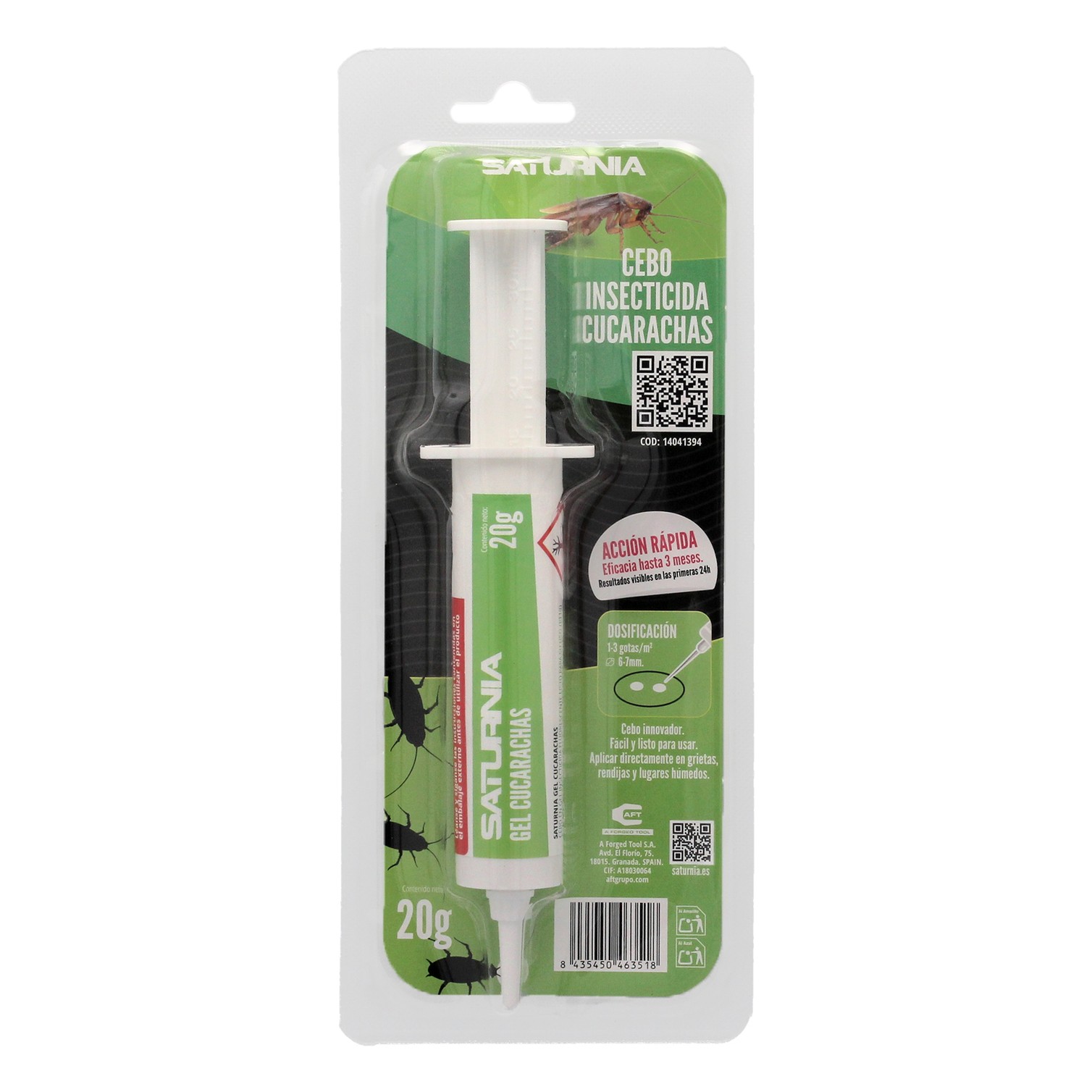 Cebo Insecticida Gel Cucarachas Jeringa 20 Gramos