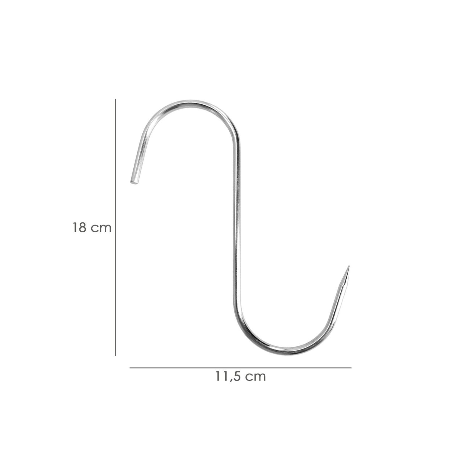 Gancho Carnicero Inoxidable Nº 5 de 180 x 5 mm.