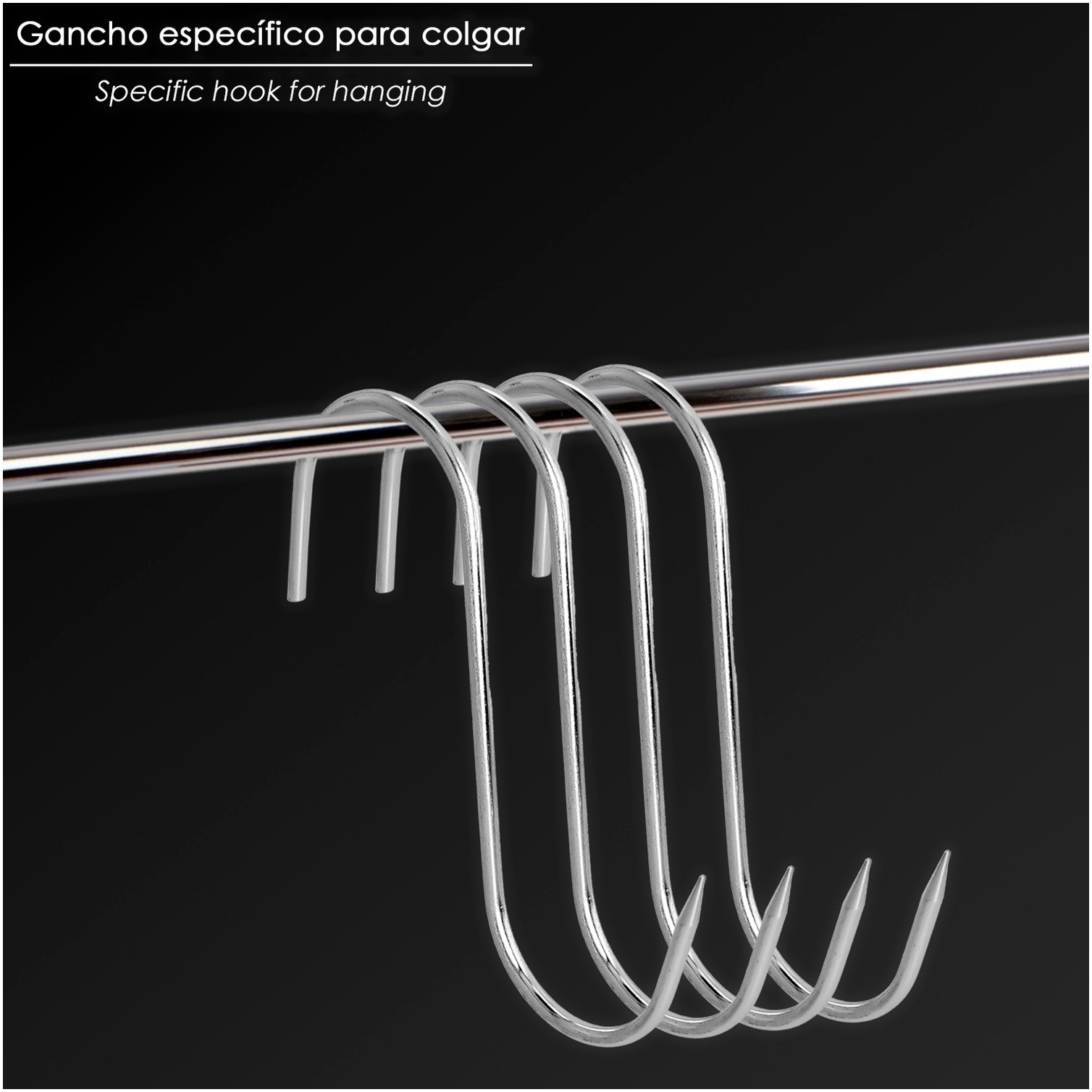 Gancho Carnicero Inoxidable Nº 5 de 180 x 5 mm.