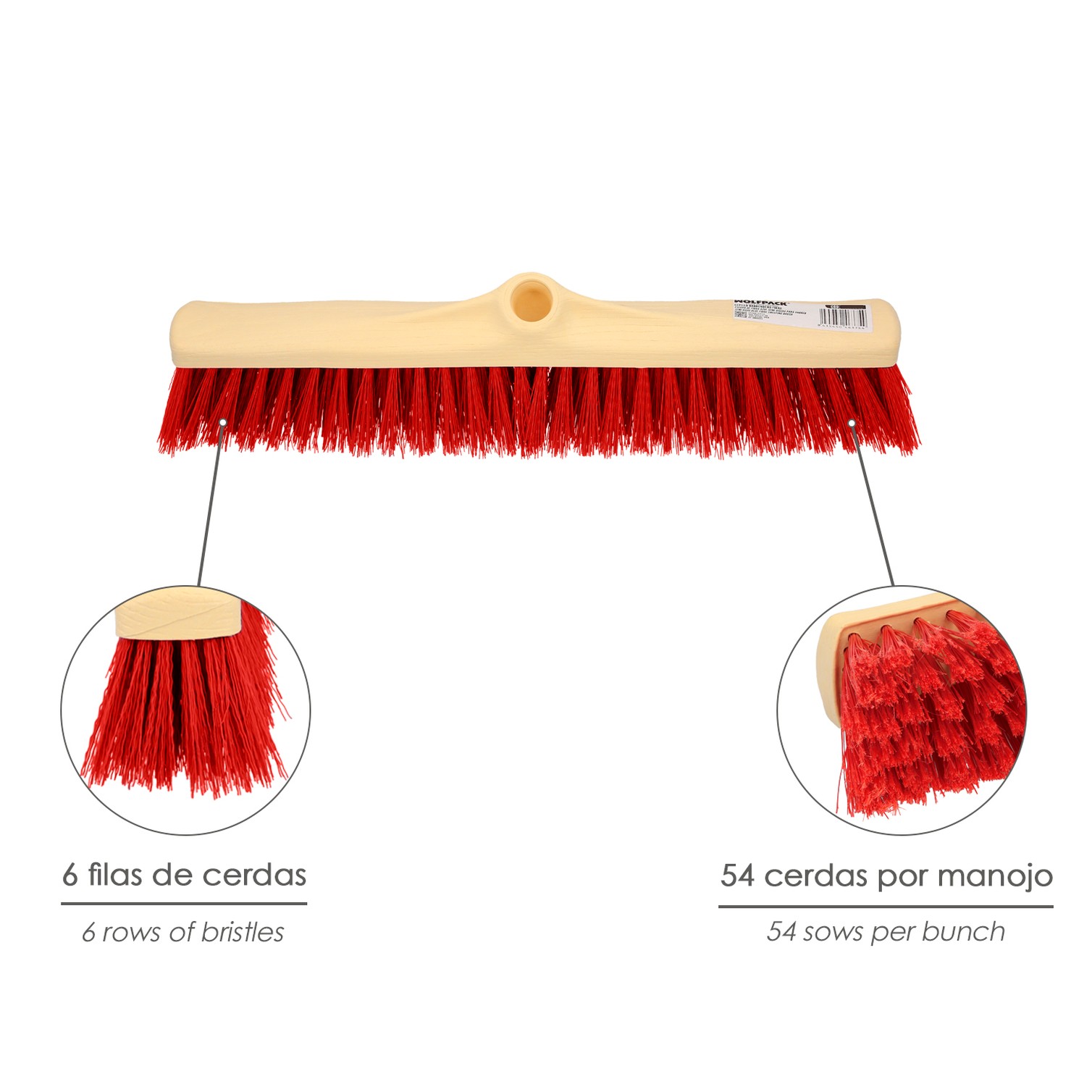 Cepillo Barrendero Industrial Fibra Suave PVC. Soporte Polipropileno 50 cm. (Sin Mango)