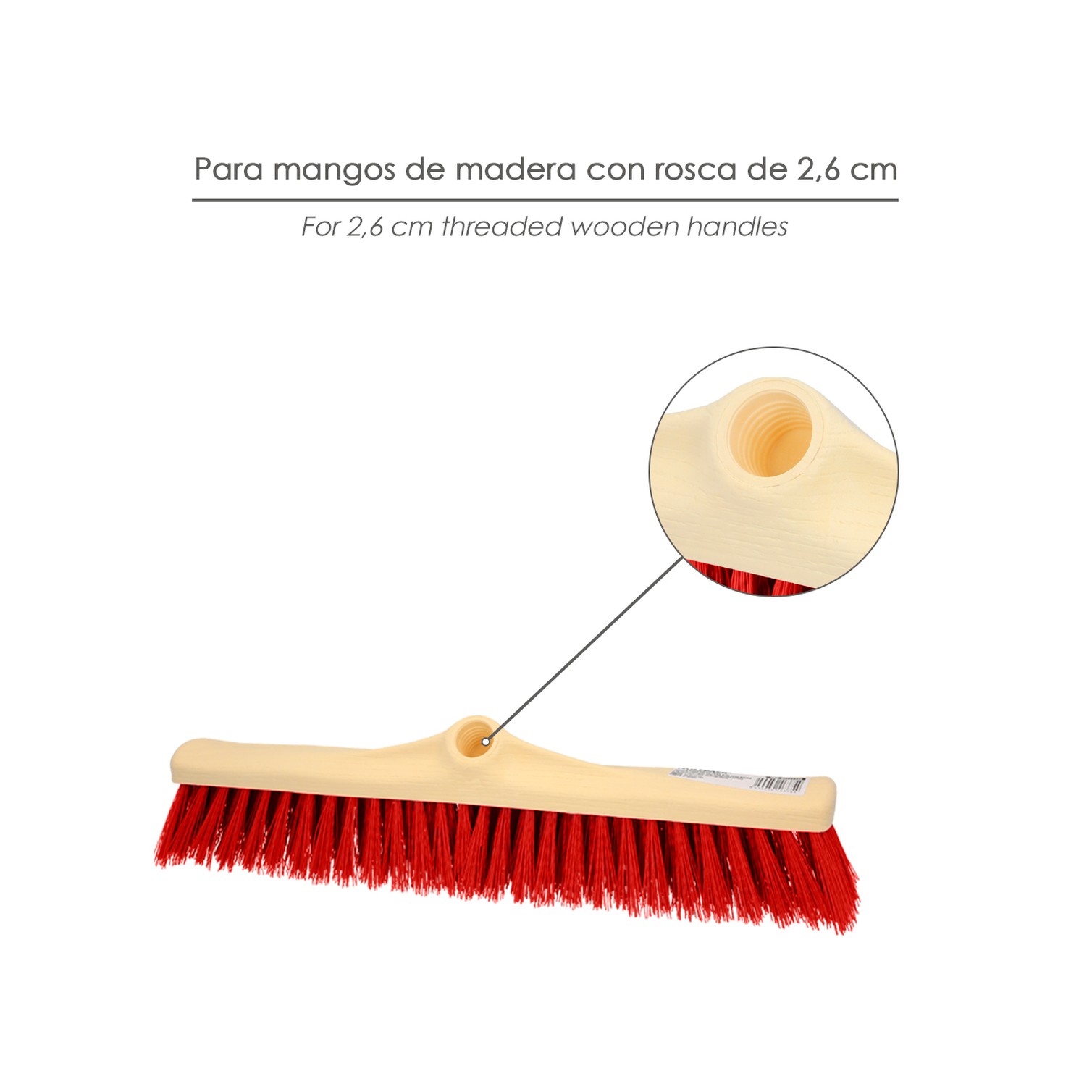 Cepillo Barrendero Industrial Fibra Suave PVC. Soporte Polipropileno 50 cm. (Sin Mango)