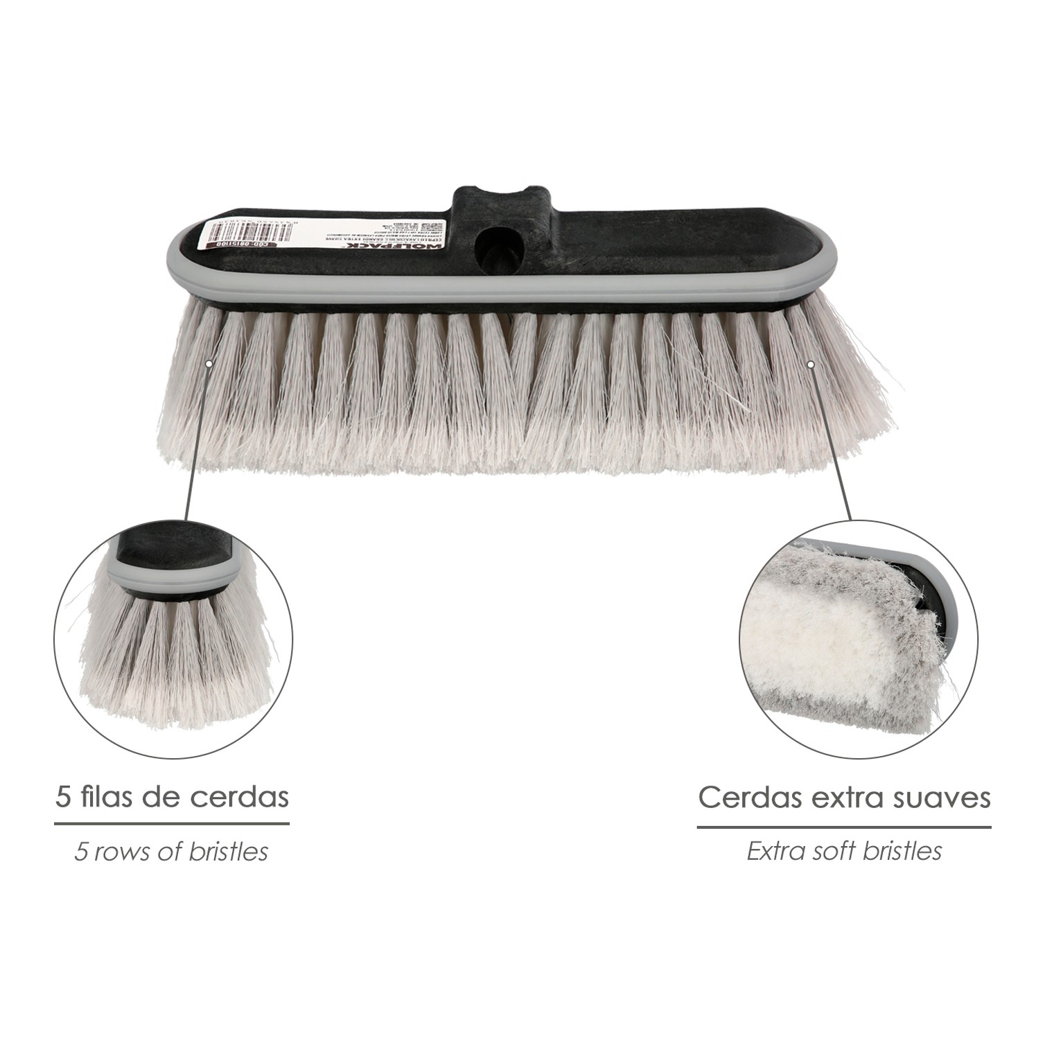 Cepillo Lavacoches Grande Extra Suave 28x9,5 cm. Protector De Goma. Limpieza De Coches, Camiones, Motos, Furgonetas