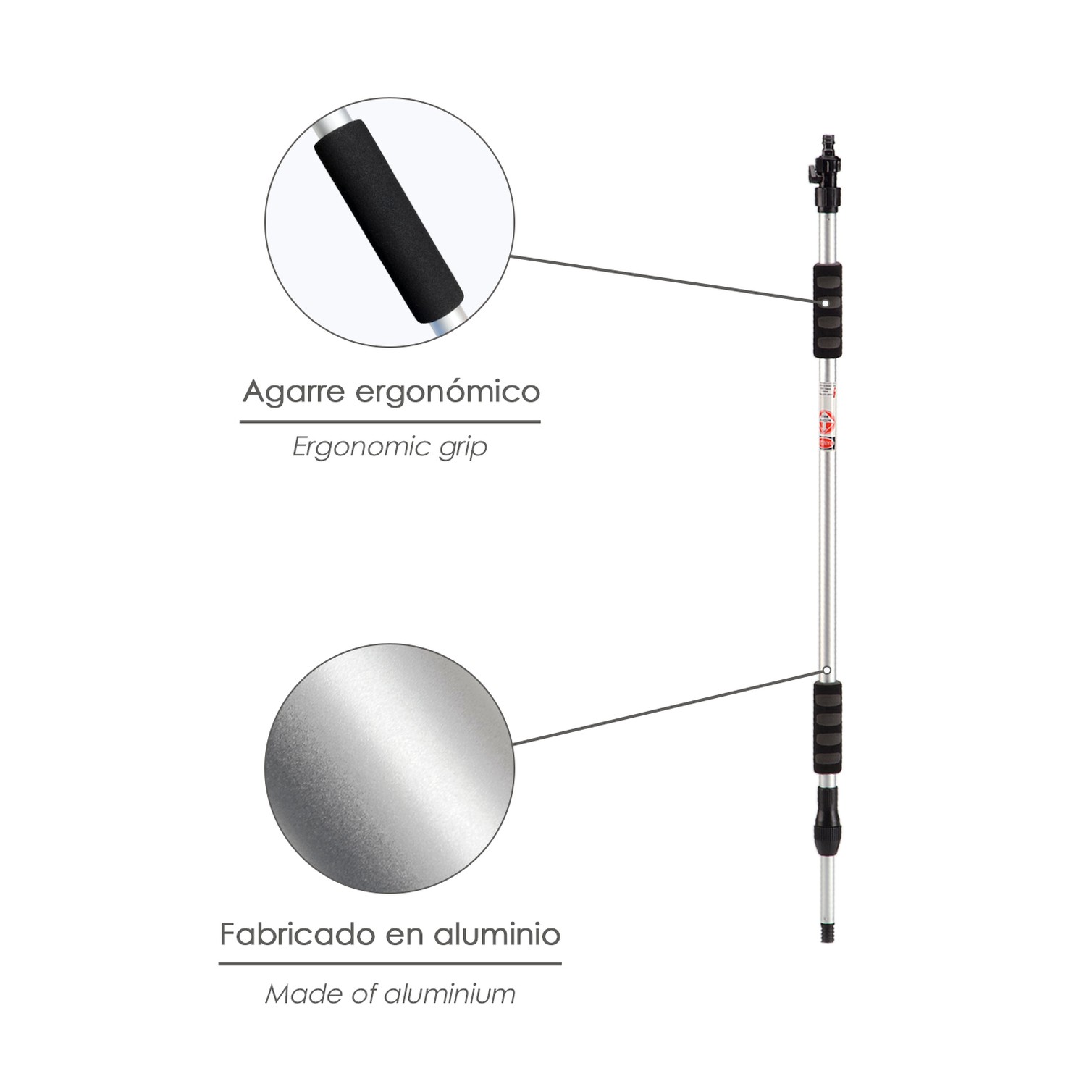 Mango Metalico Aluminio Para Cepillo Lavacoches. Medida de 100 a 150 cm .