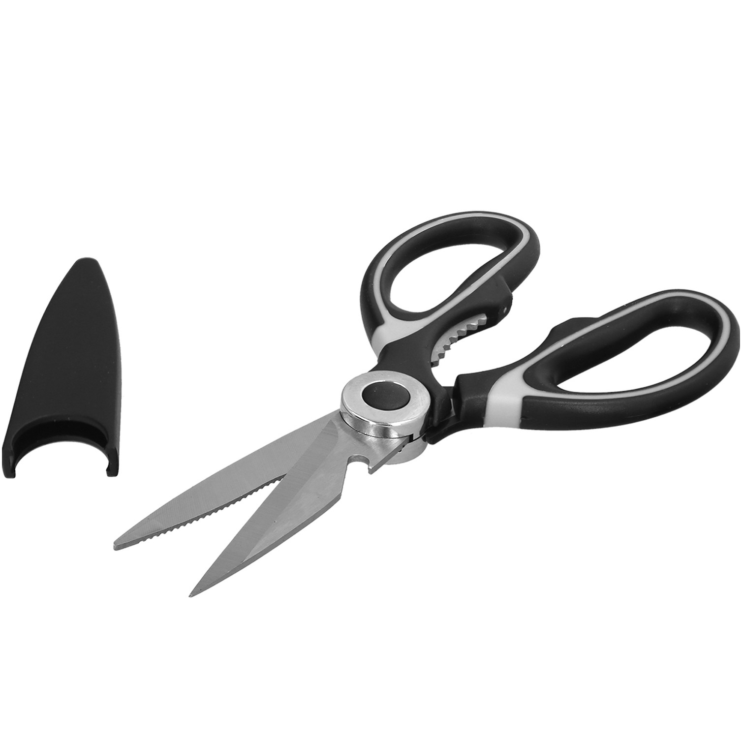 Tijeras Cocina Hojas de Acero Inoxidable, Mangos Ergonomicos en TPR Con Funda Protectora