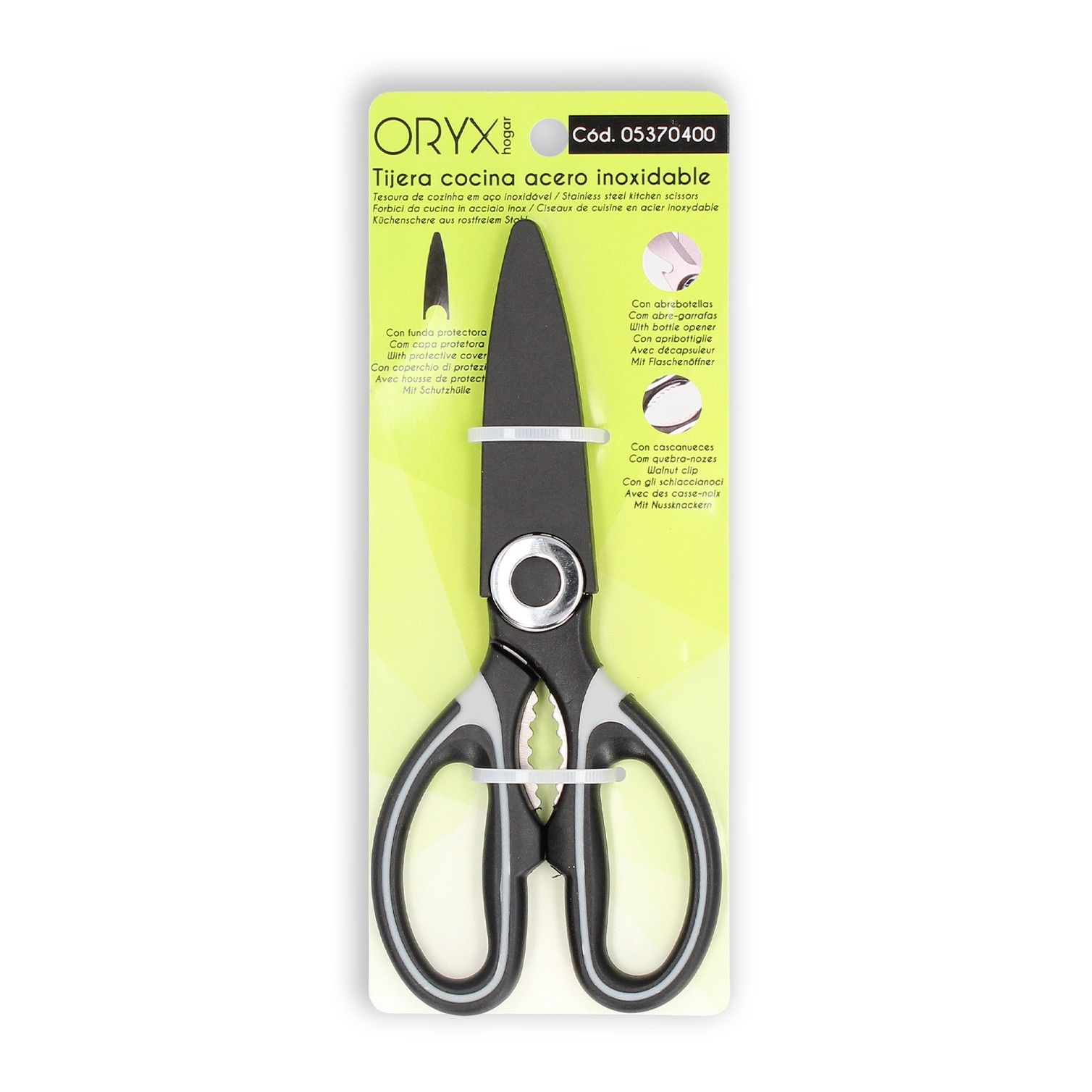 Tijeras Cocina Hojas de Acero Inoxidable, Mangos Ergonomicos en TPR Con Funda Protectora