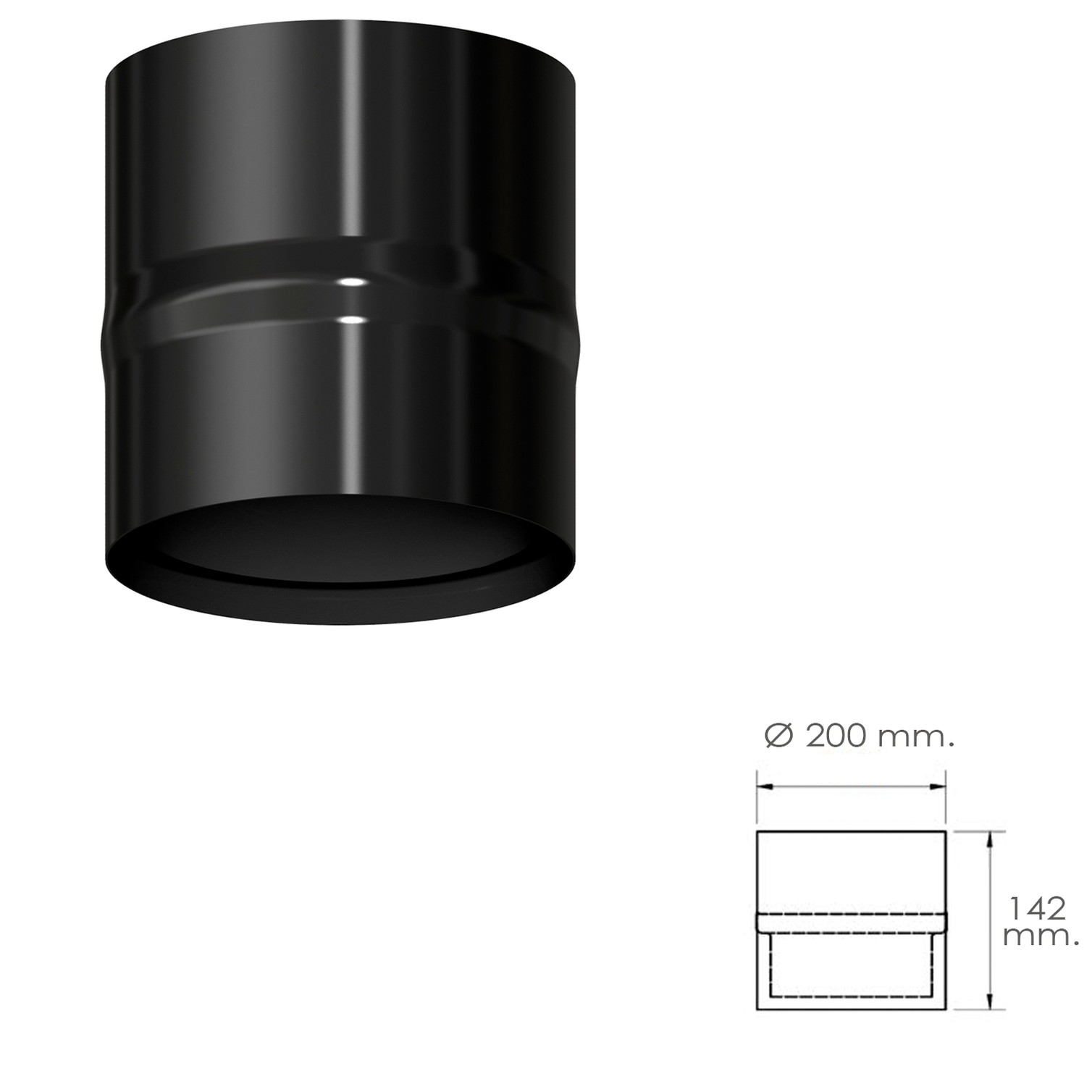 Modulo Anticondensados Estufa Vitrificado Negro Ø 200 mm. Condensador Chimenea, Anticondensados Chimenea, Anticondensacion Tubos
