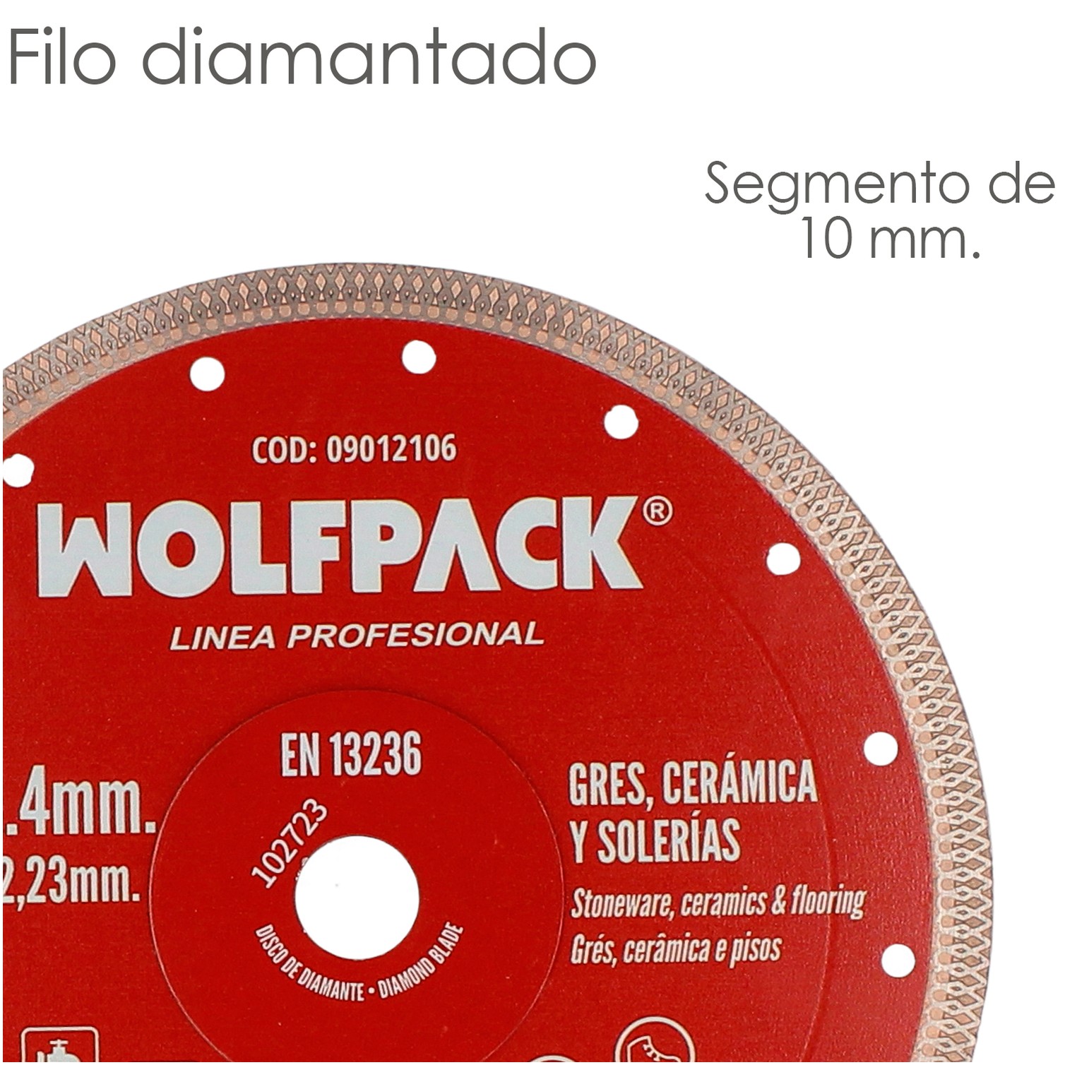 Disco Diamante Ø 230 mm. Porcelanicos, Gres, Ceramica, Solerias. Segmento Diamantado 10 mm.