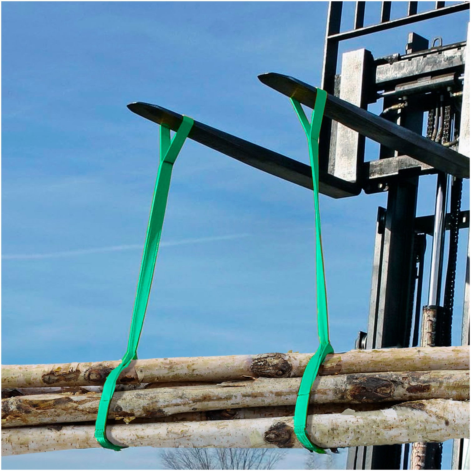 Eslinga Plana Doble Banda 2.000 Kg. Factor Seguridad 7:1, Longitud: 2 Metros Ancho 6 cm. 100% Poliester. Color Verde